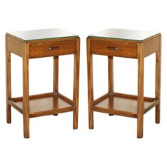 Pair of Tall Moss Partners 1952 Mid-Century Modern English Oak Side End Tables