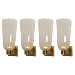 Pair of Tall Murano Blown Gold Wall Lights / 2 Pairs Available, UL Certified