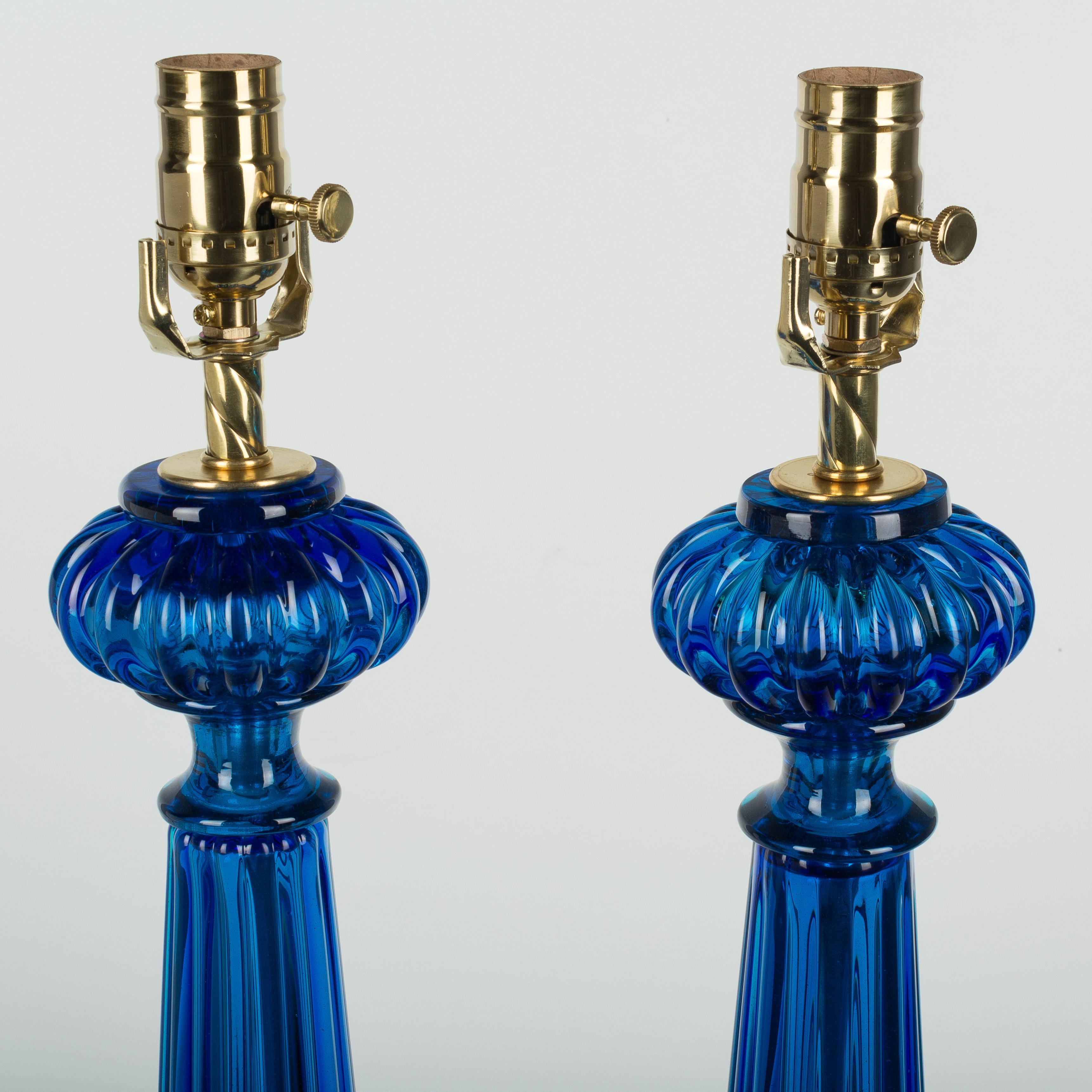 Pair of Tall Murano Glass Lamps 1