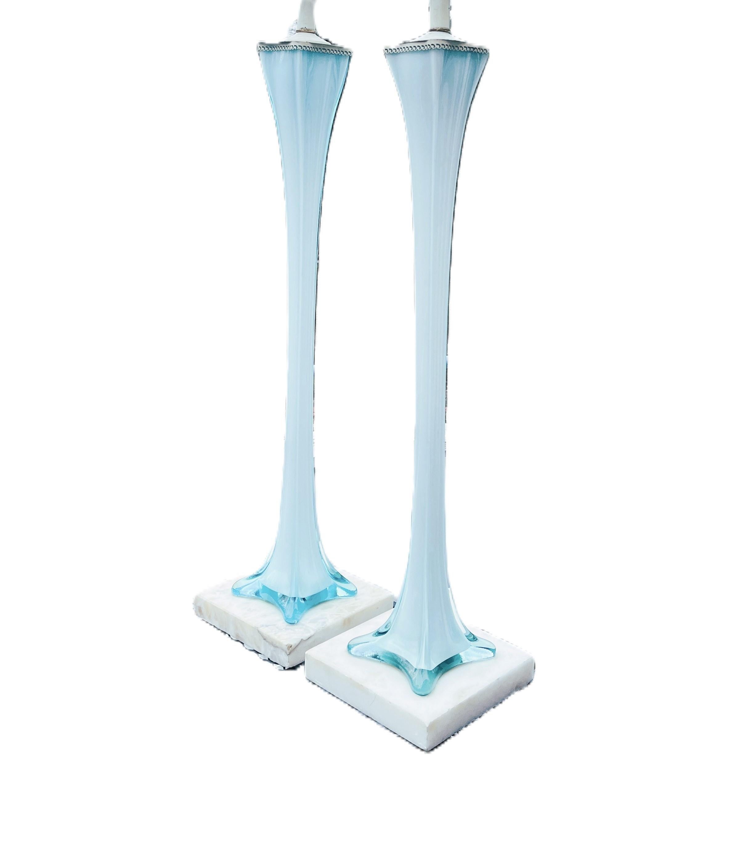 Italian Pair of Tall Murano Table Lamps For Sale