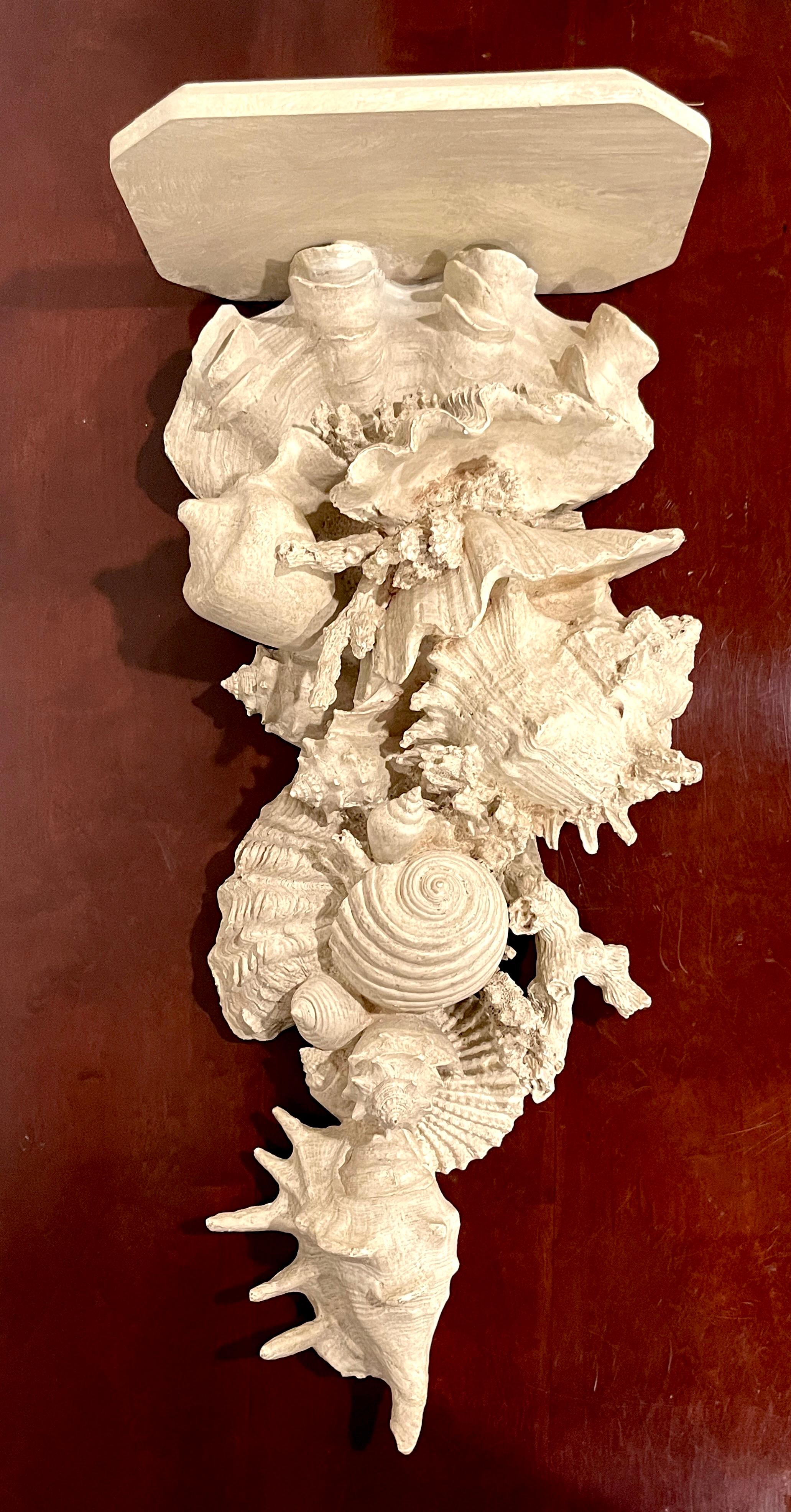 Pair of Tall 'Narragansett' Shell & Coral Motif Wall Brackets  For Sale 2