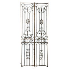 Antique Pair of Tall Narrow Victorian Wrought Iron Side Gates