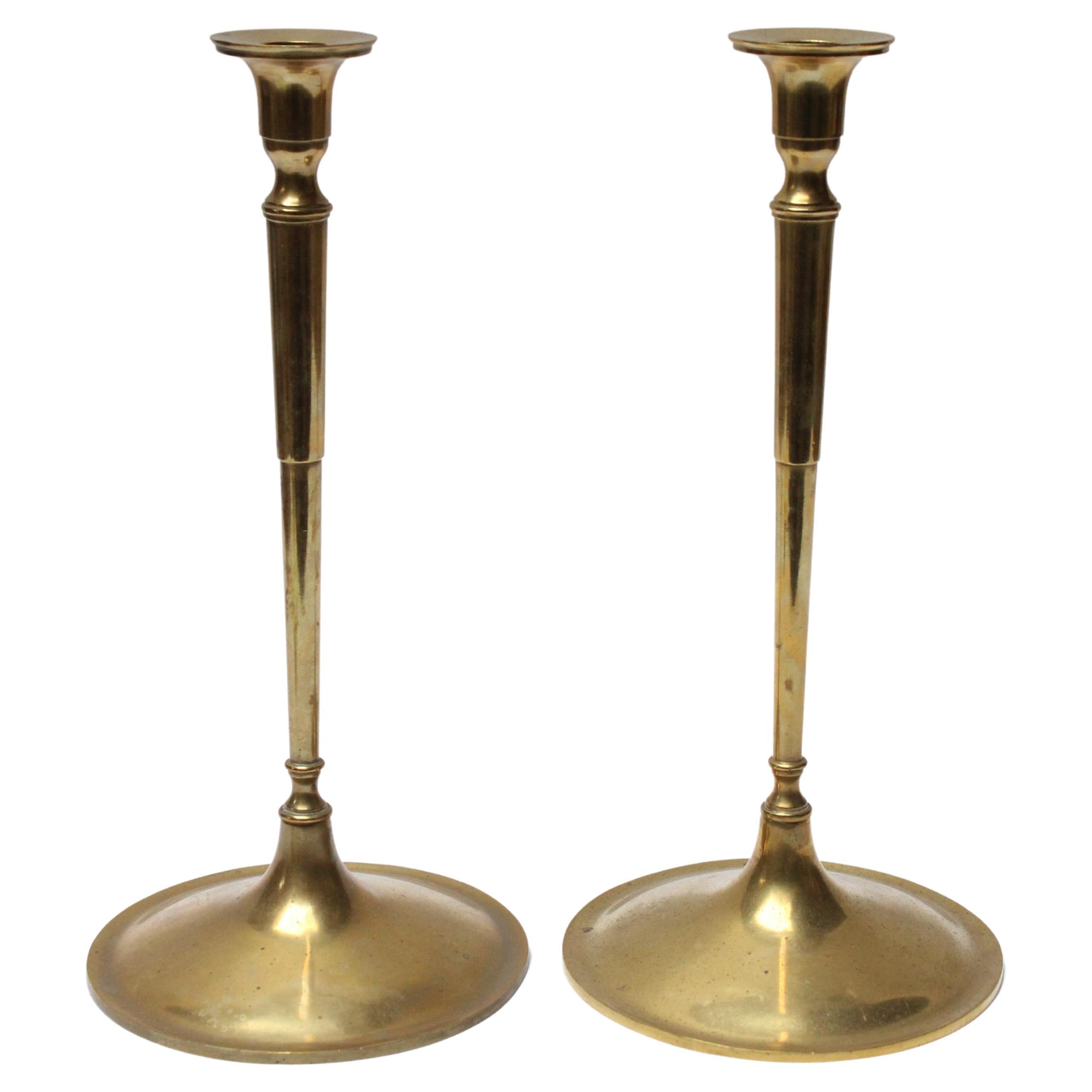 Pair Of Large Art Deco Style Metal Candlesticks for Art & Craft project 