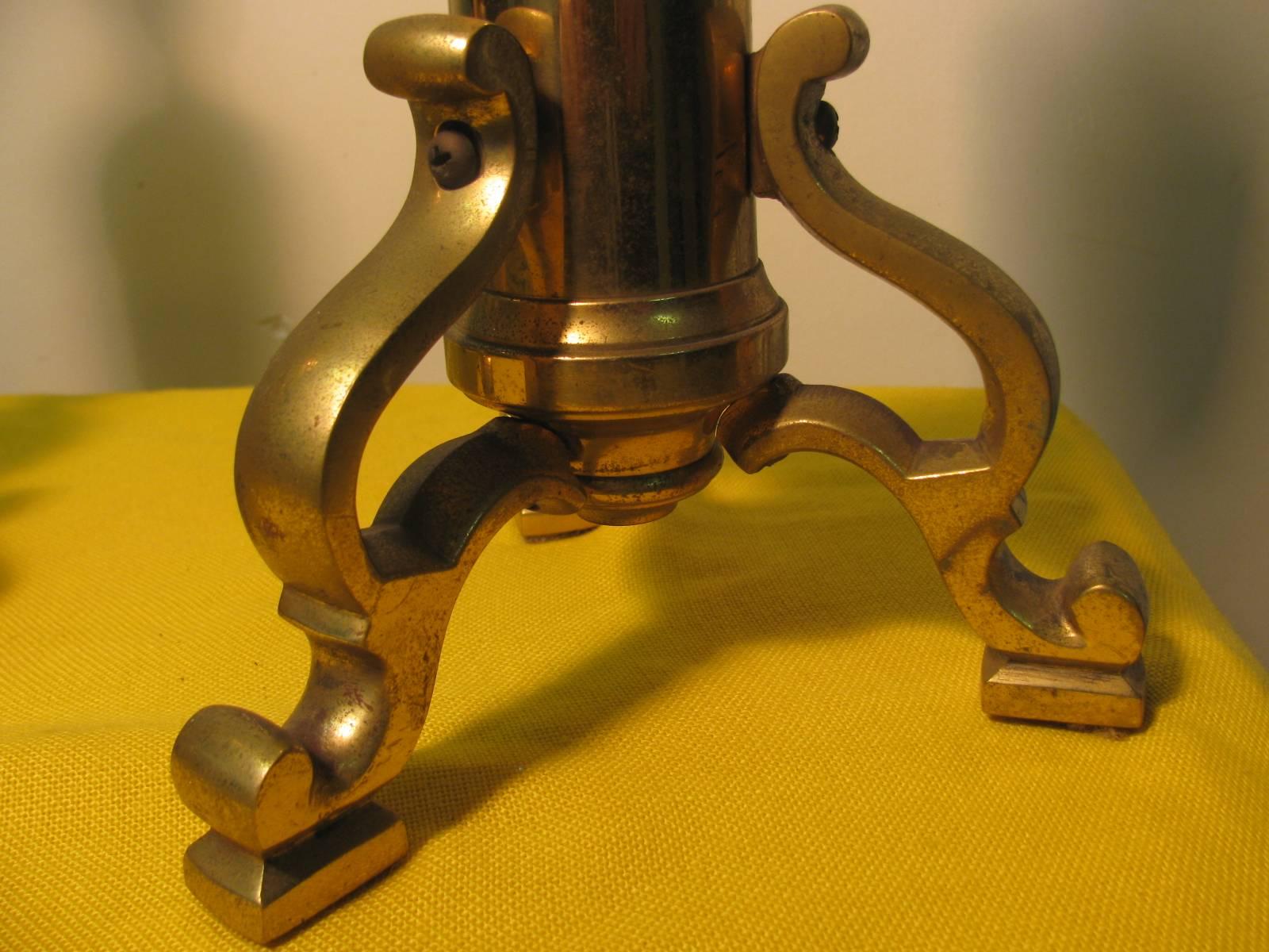 Neoclassical Revival Pair of Tall Neoclassical Brass Candleholders