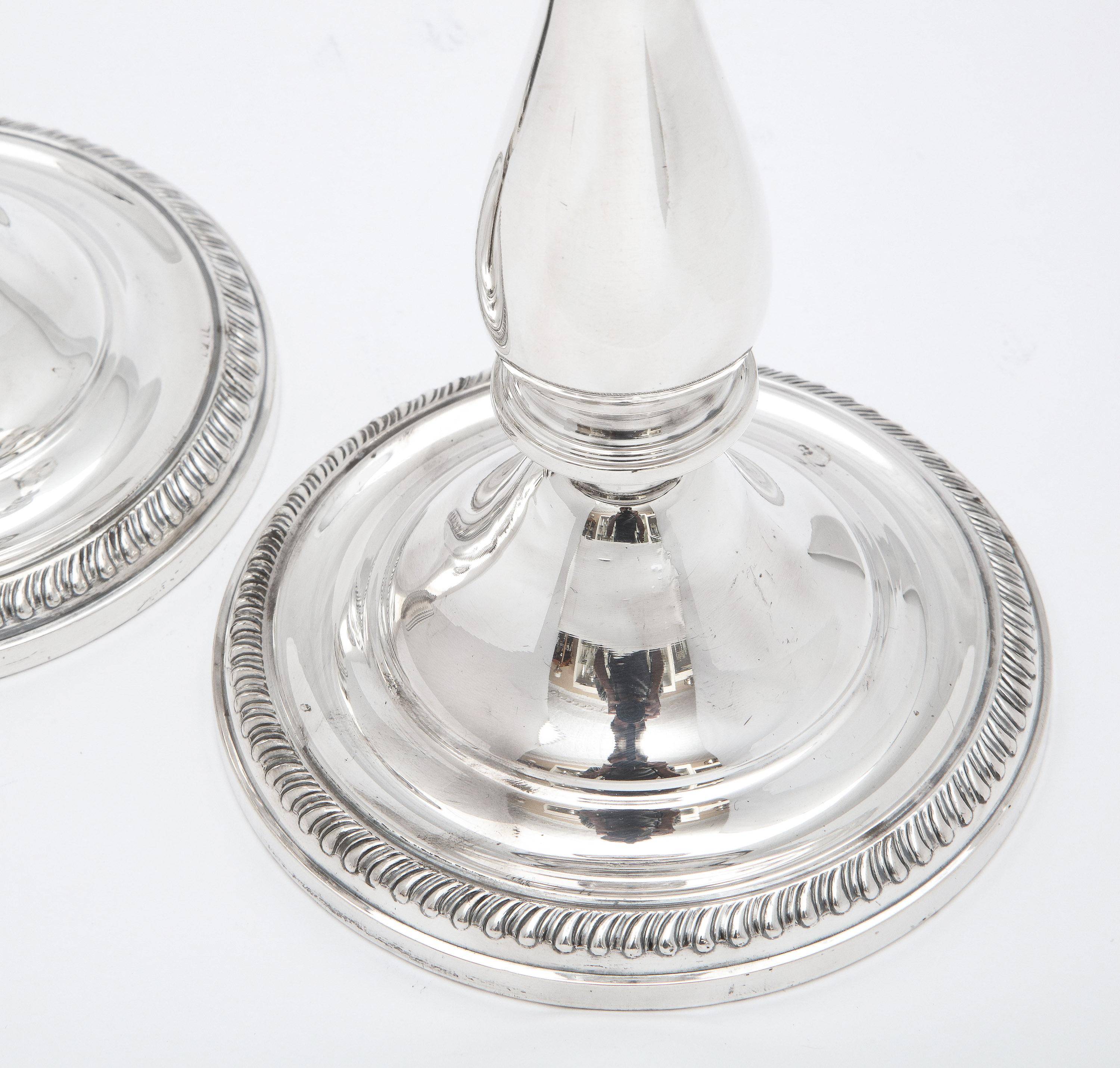 Pair of Tall Neoclassical-Style Sterling Silver Candlesticks 6