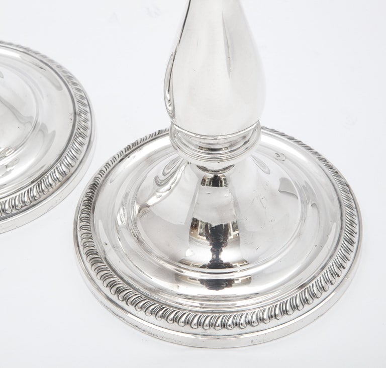 Pair of Tall Neoclassical-Style Sterling Silver Candlesticks For Sale 6