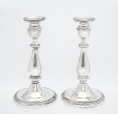 Pair of Tall Neoclassical-Style Sterling Silver Candlesticks