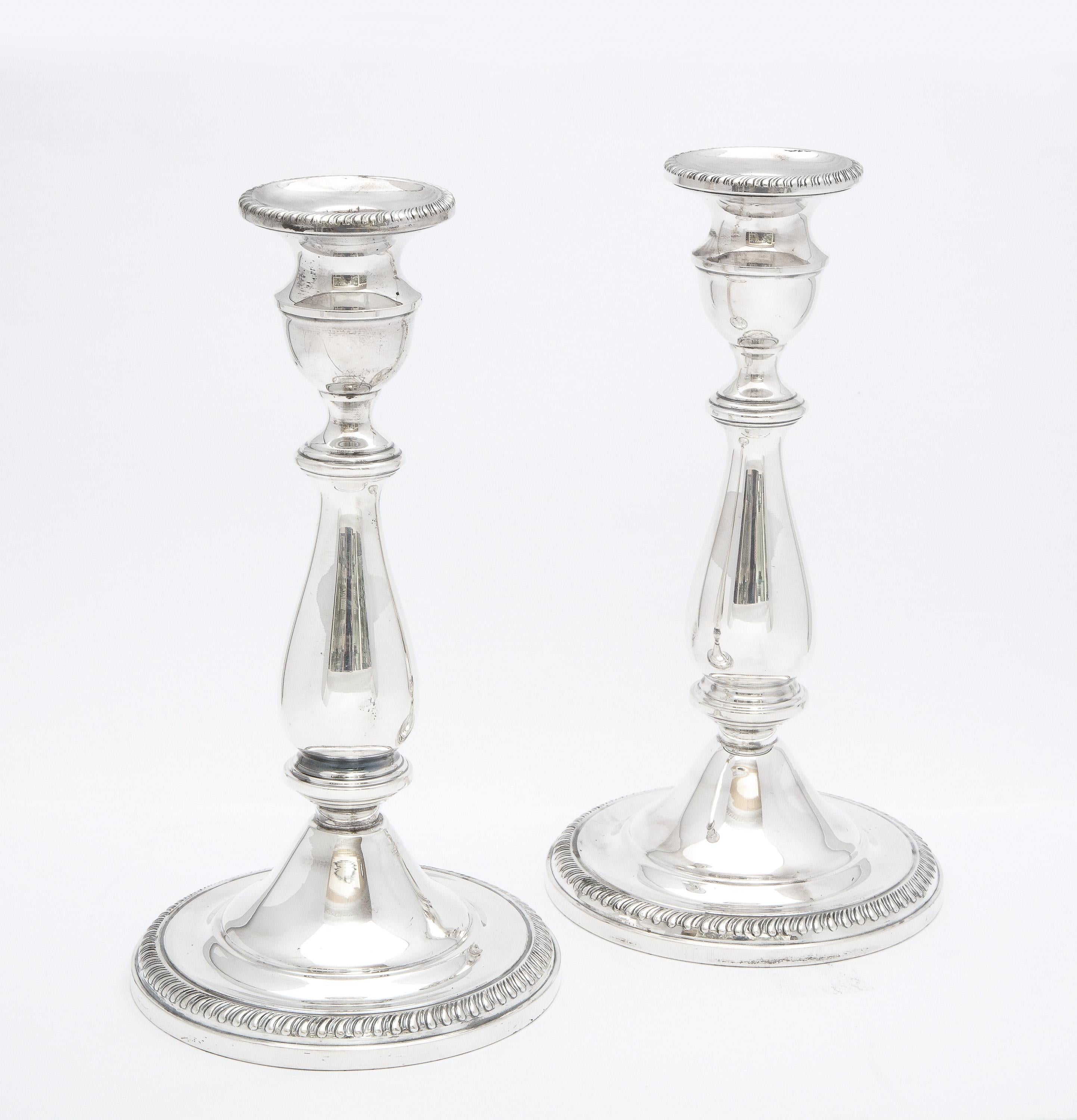 American Pair of Tall Neoclassical-Style Sterling Silver Candlesticks