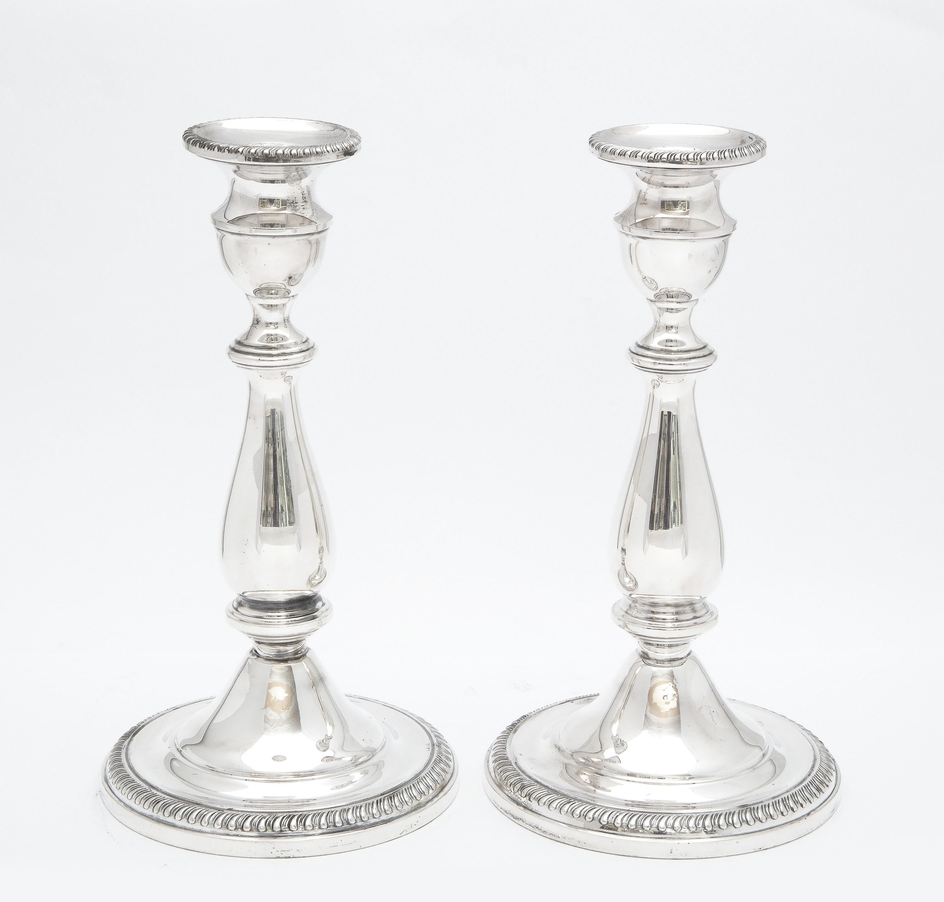 Pair of Tall Neoclassical-Style Sterling Silver Candlesticks 3