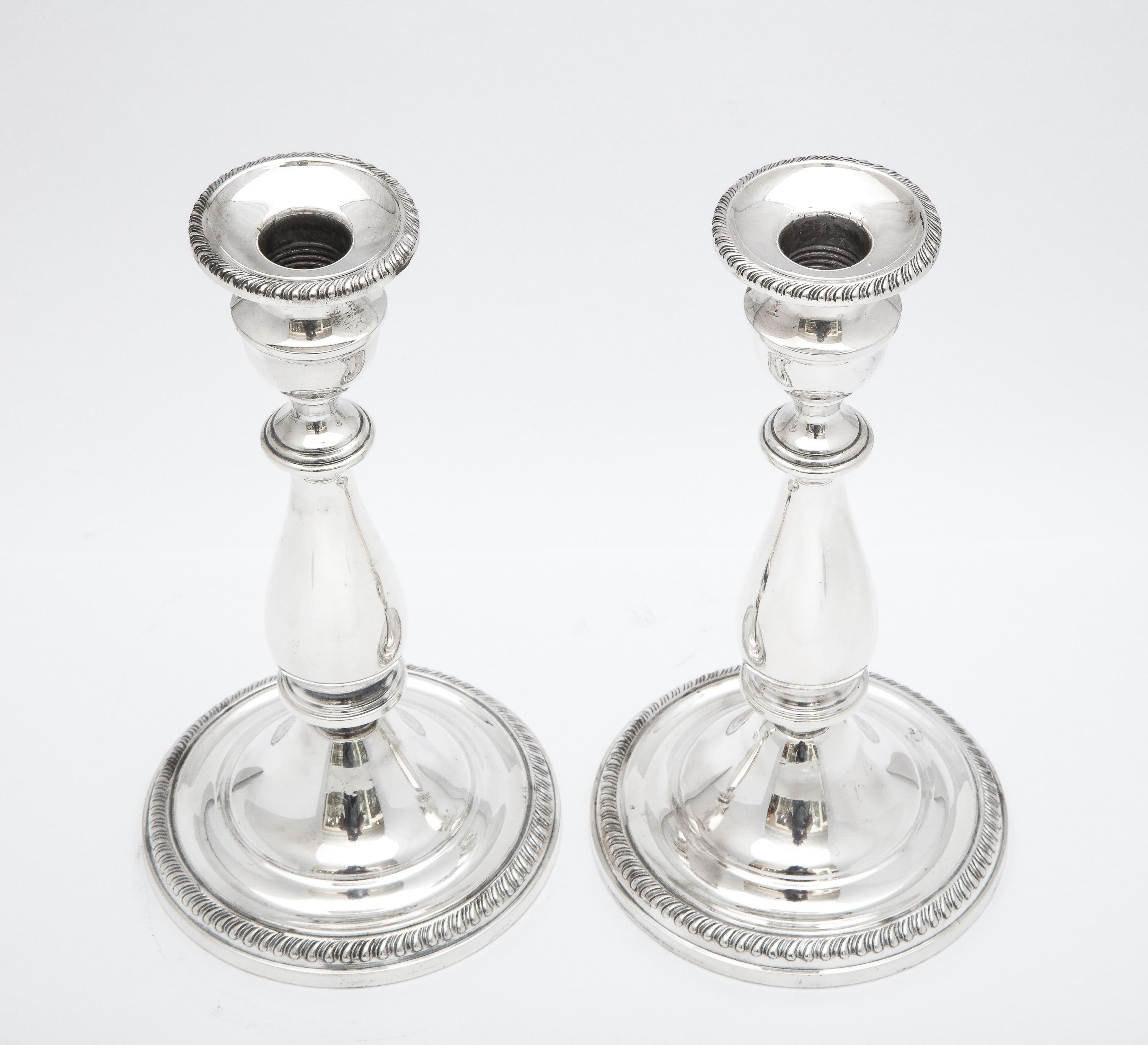 Pair of Tall Neoclassical-Style Sterling Silver Candlesticks 4