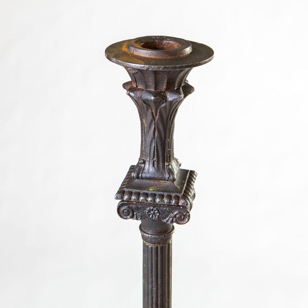 Pair of Tall Neoclassical Wrought Iron Torcheres, Late 1800s, Bindesbøll For Sale 3