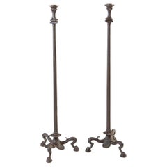 Pair of Tall Neoclassical Wrought Iron Torcheres, Late 1800s, Bindesbøll