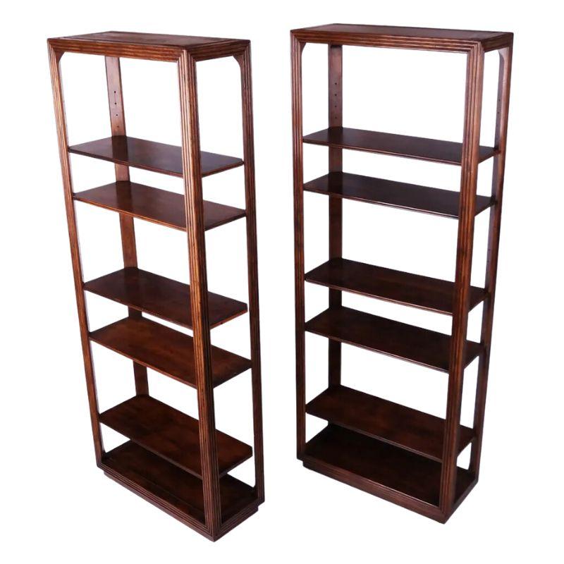 Pair of Tall Oak Reeded Frame Etageres In Good Condition For Sale In Locust Valley, NY