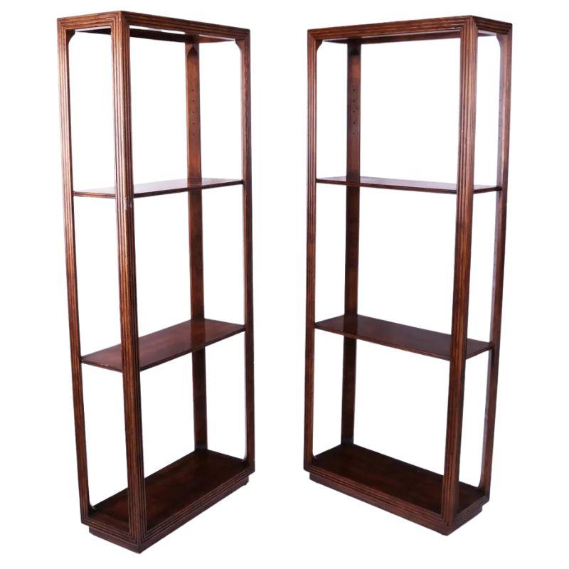 20th Century Pair of Tall Oak Reeded Frame Etageres For Sale