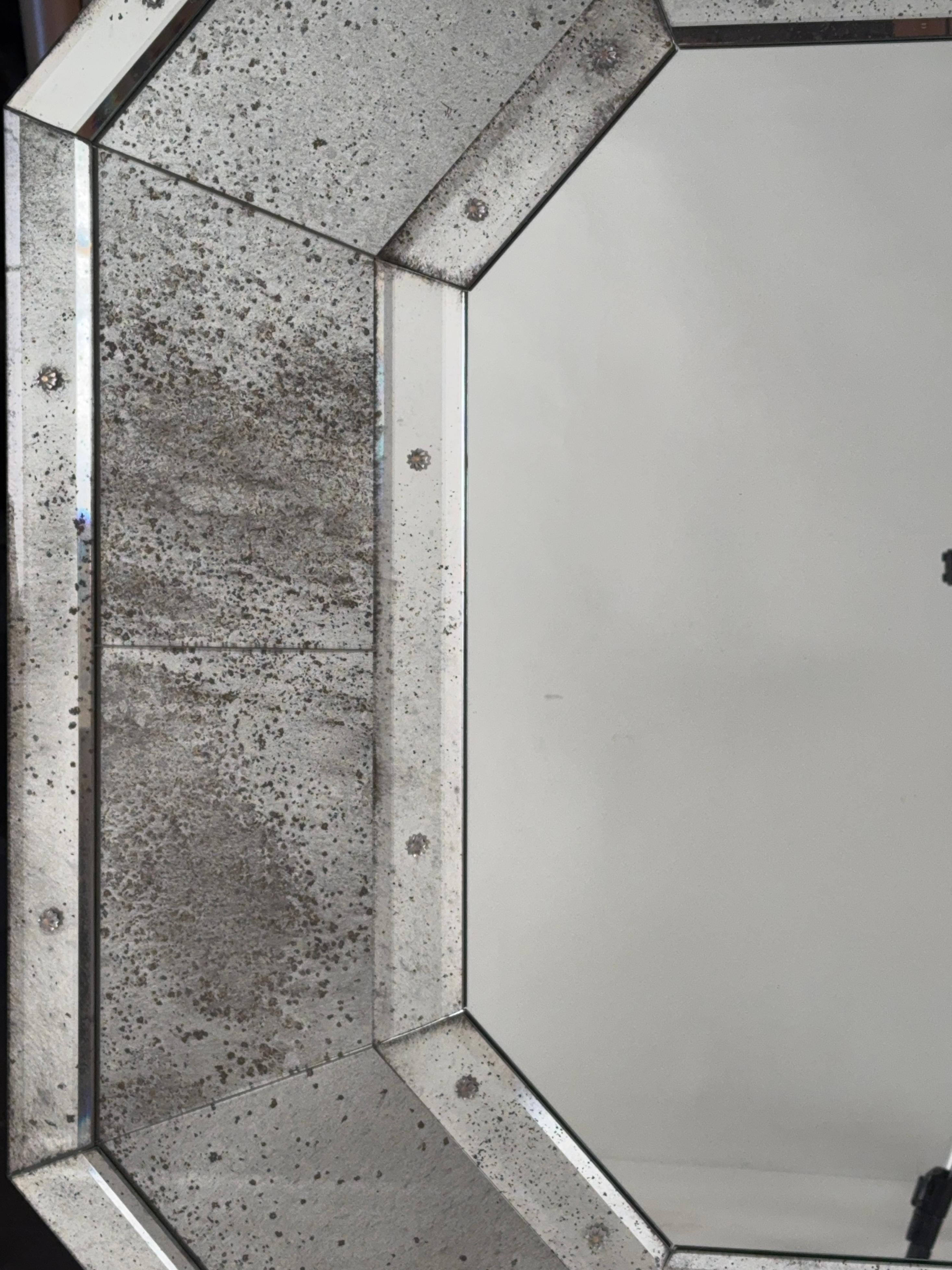 Pair of Tall 'Octogone' Beveled Mirrors by Design Frères For Sale 4