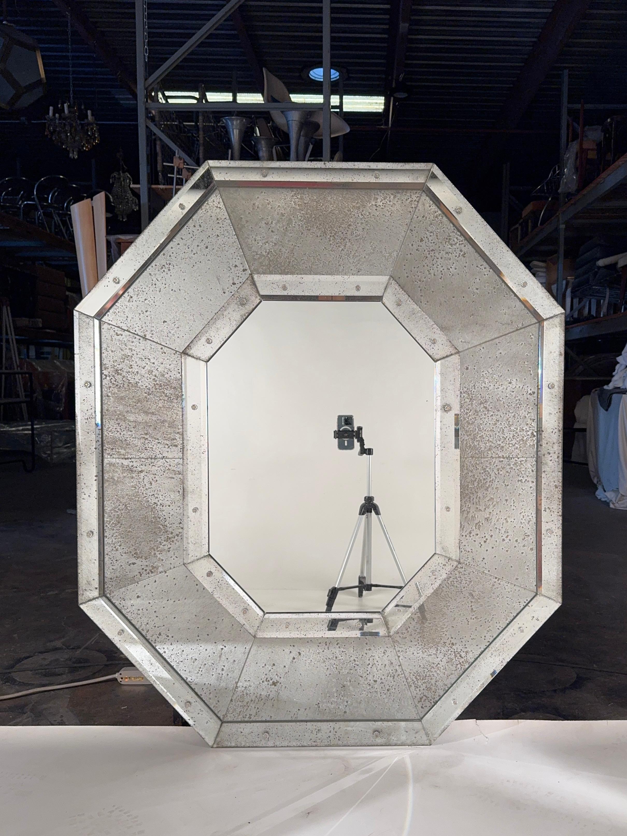 Pair of Tall 'Octogone' Beveled Mirrors by Design Frères For Sale 7