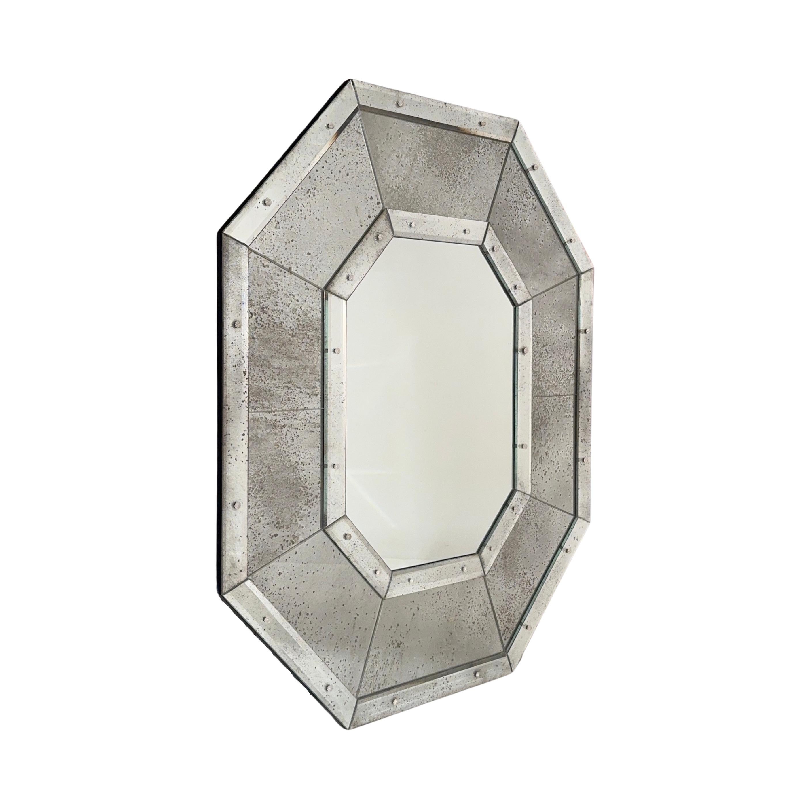 American Pair of Tall 'Octogone' Beveled Mirrors by Design Frères For Sale