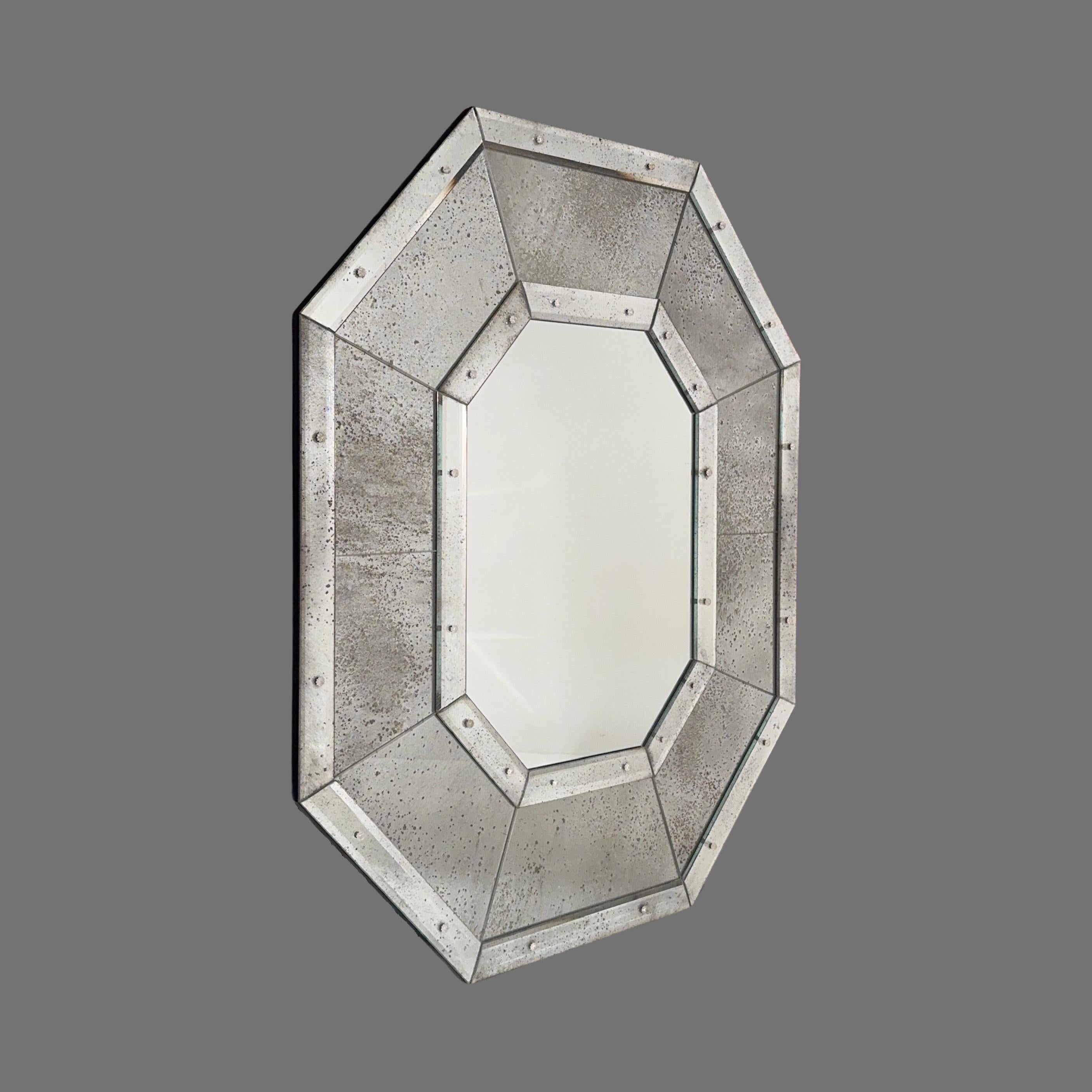 Pair of Tall 'Octogone' Beveled Mirrors by Design Frères In New Condition For Sale In Los Angeles, CA