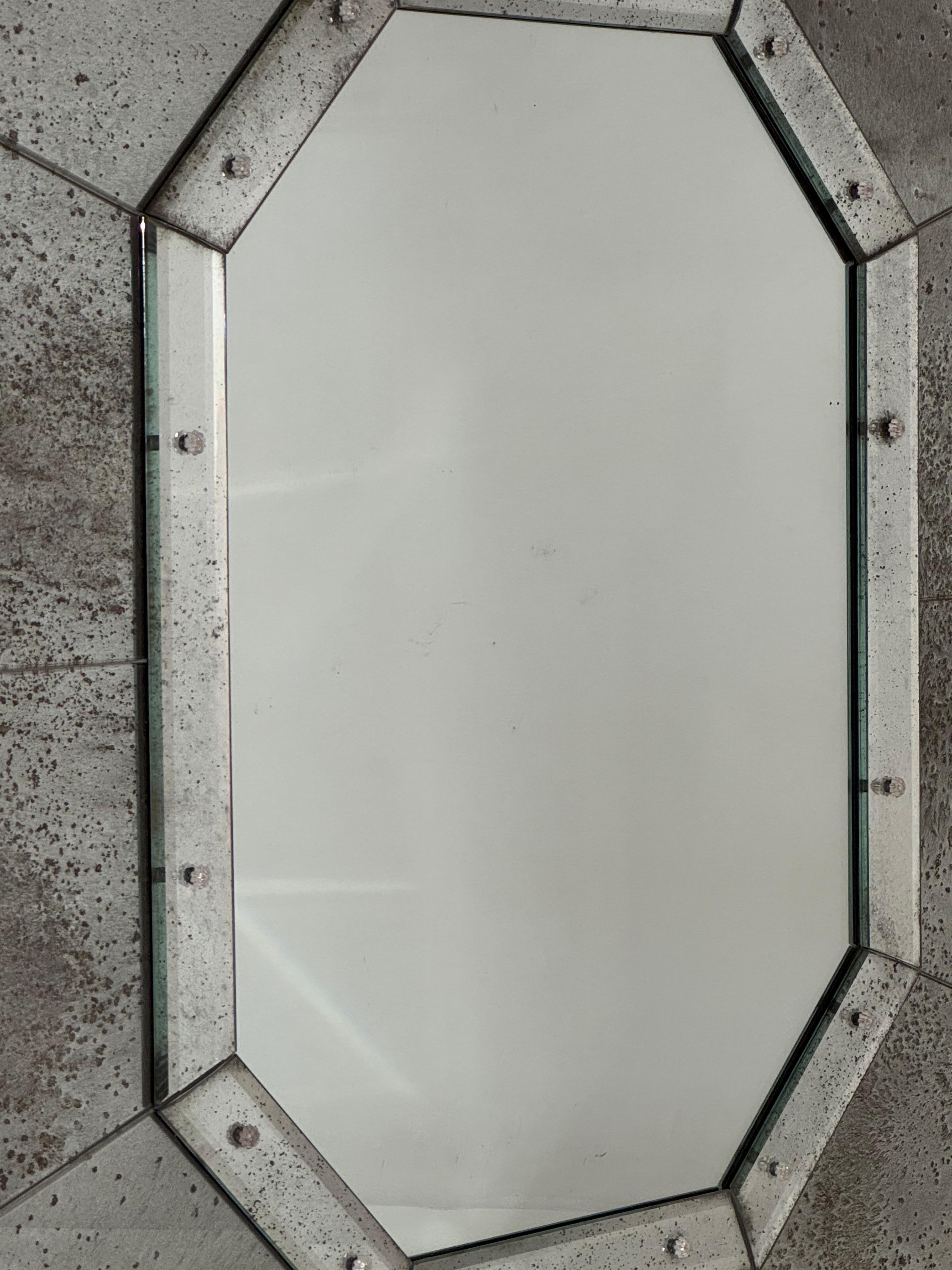 Pair of Tall 'Octogone' Beveled Mirrors by Design Frères For Sale 3