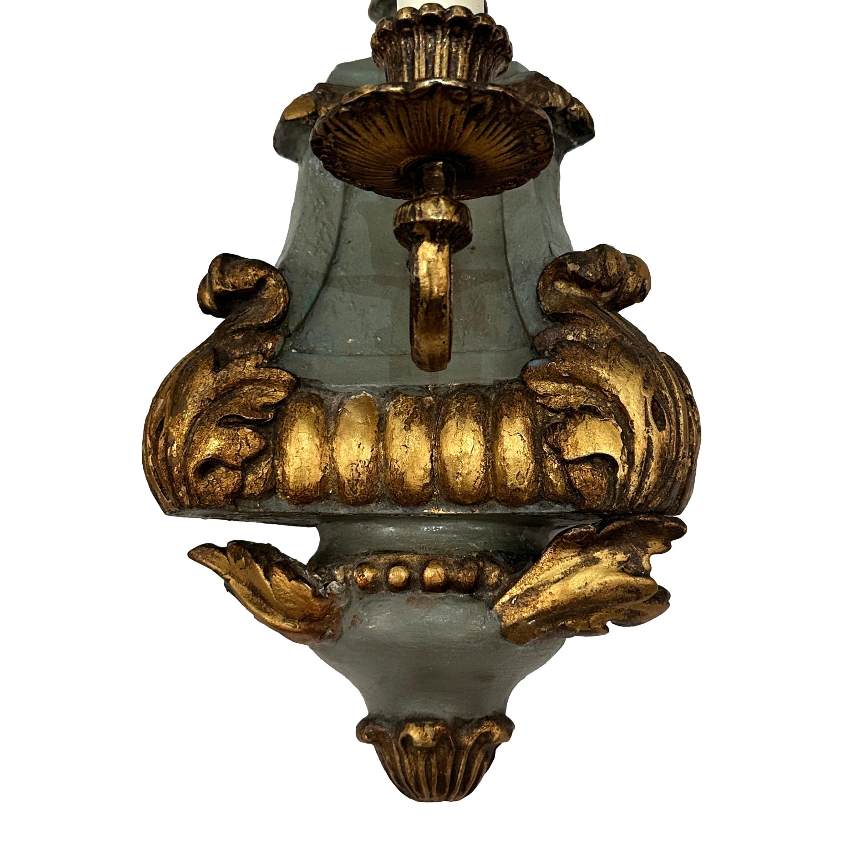 19th Century Pair of Tall Painted Wood Venetian Sconces For Sale
