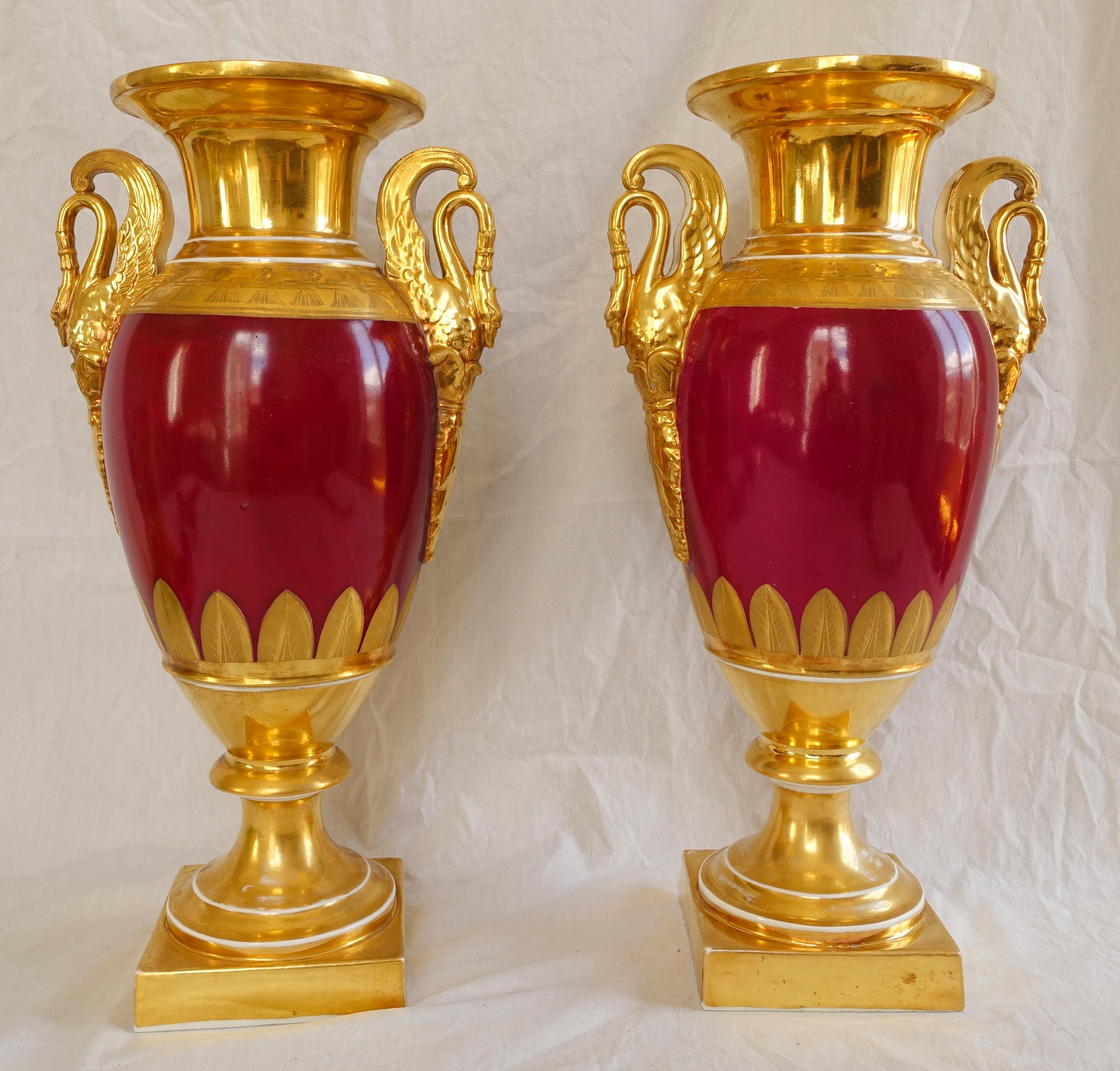 French Empire Paris porcelain tall vases in the taste of Darte circa 1810 - 16