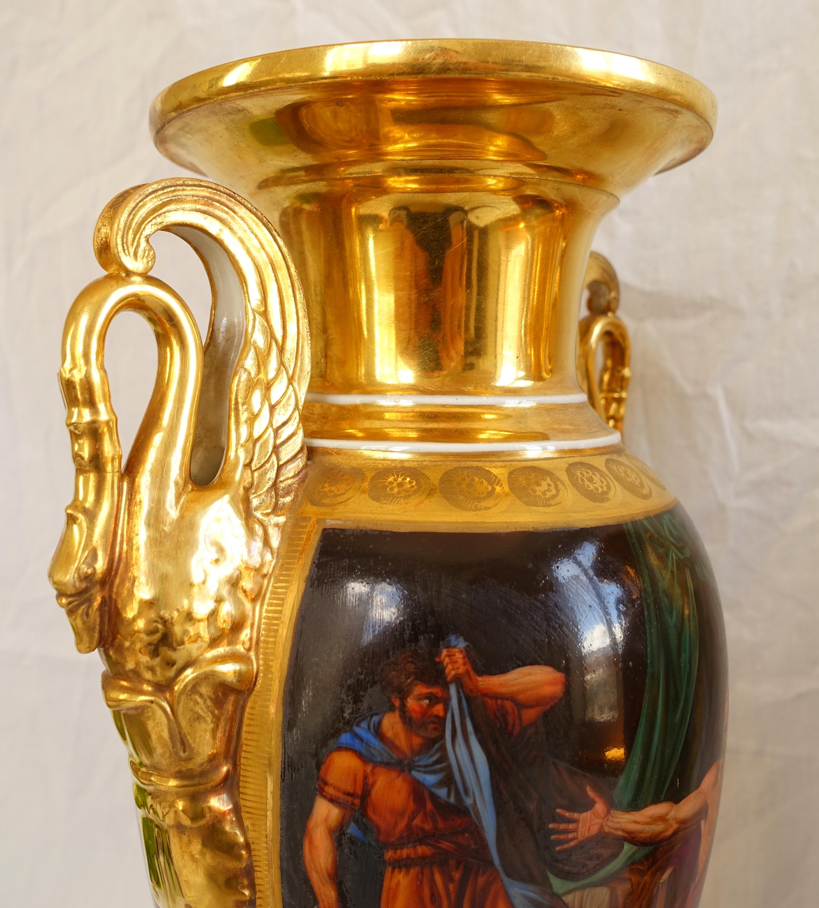 Early 19th Century Empire Paris porcelain tall vases in the taste of Darte circa 1810 - 16