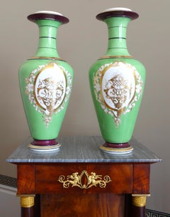 Pair of tall Paris porcelain vases - mid 19th century circa 1850