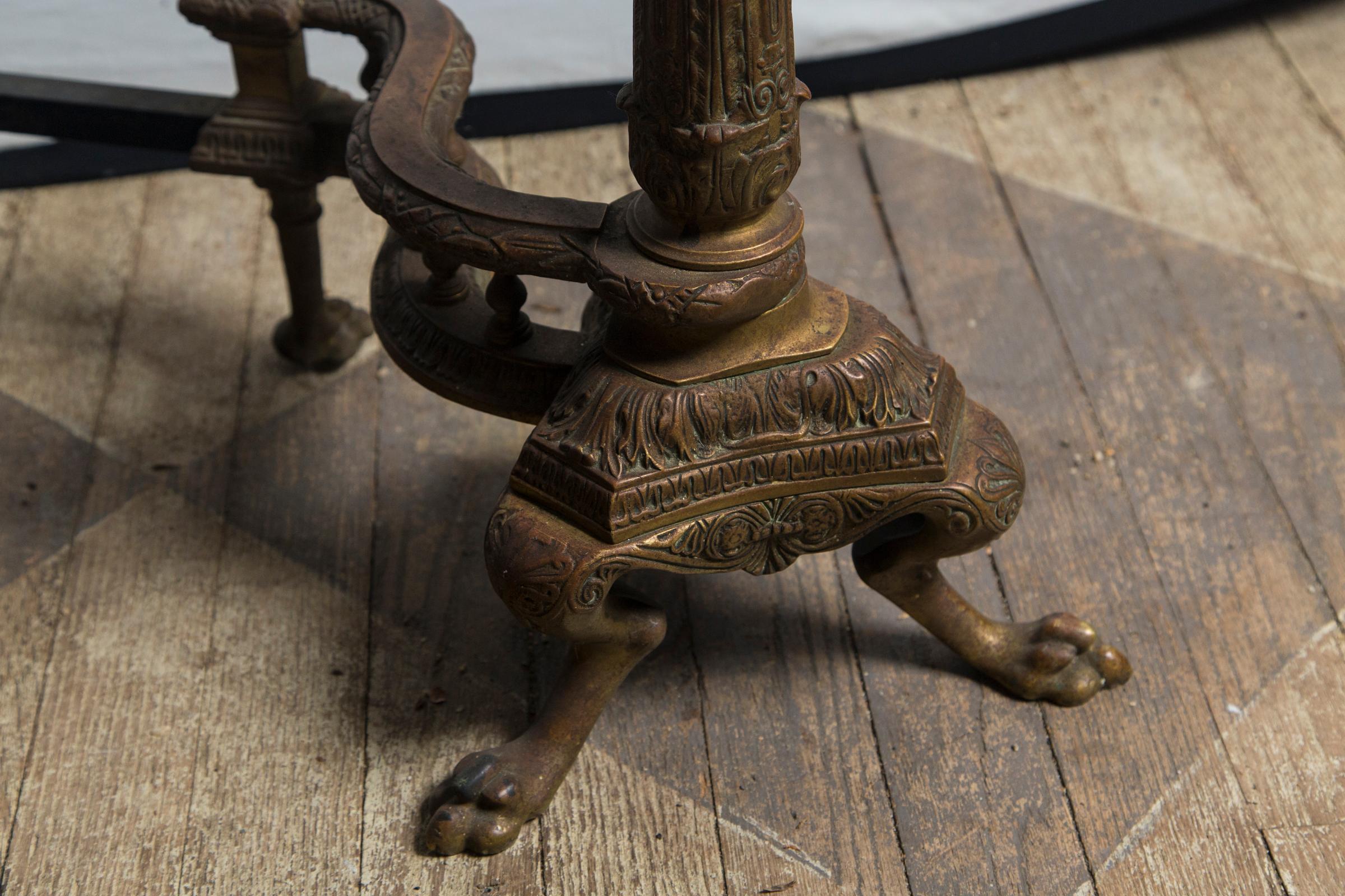 19th Century Pair of Tall Patinated Bronze Andirons For Sale