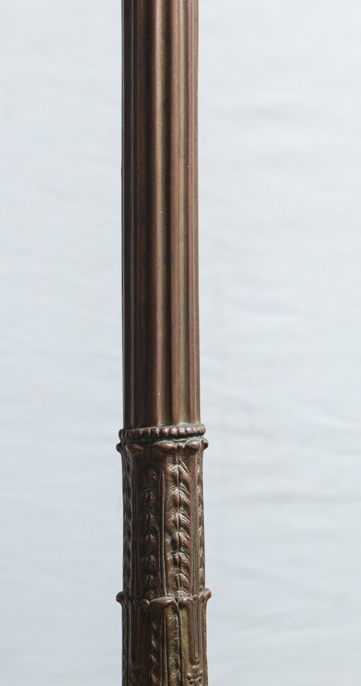 Pair of Tall Patinated Bronze Andirons For Sale 1