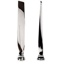 Vintage Pair of Tall, Polished Airplane Propeller Blade Sculptures