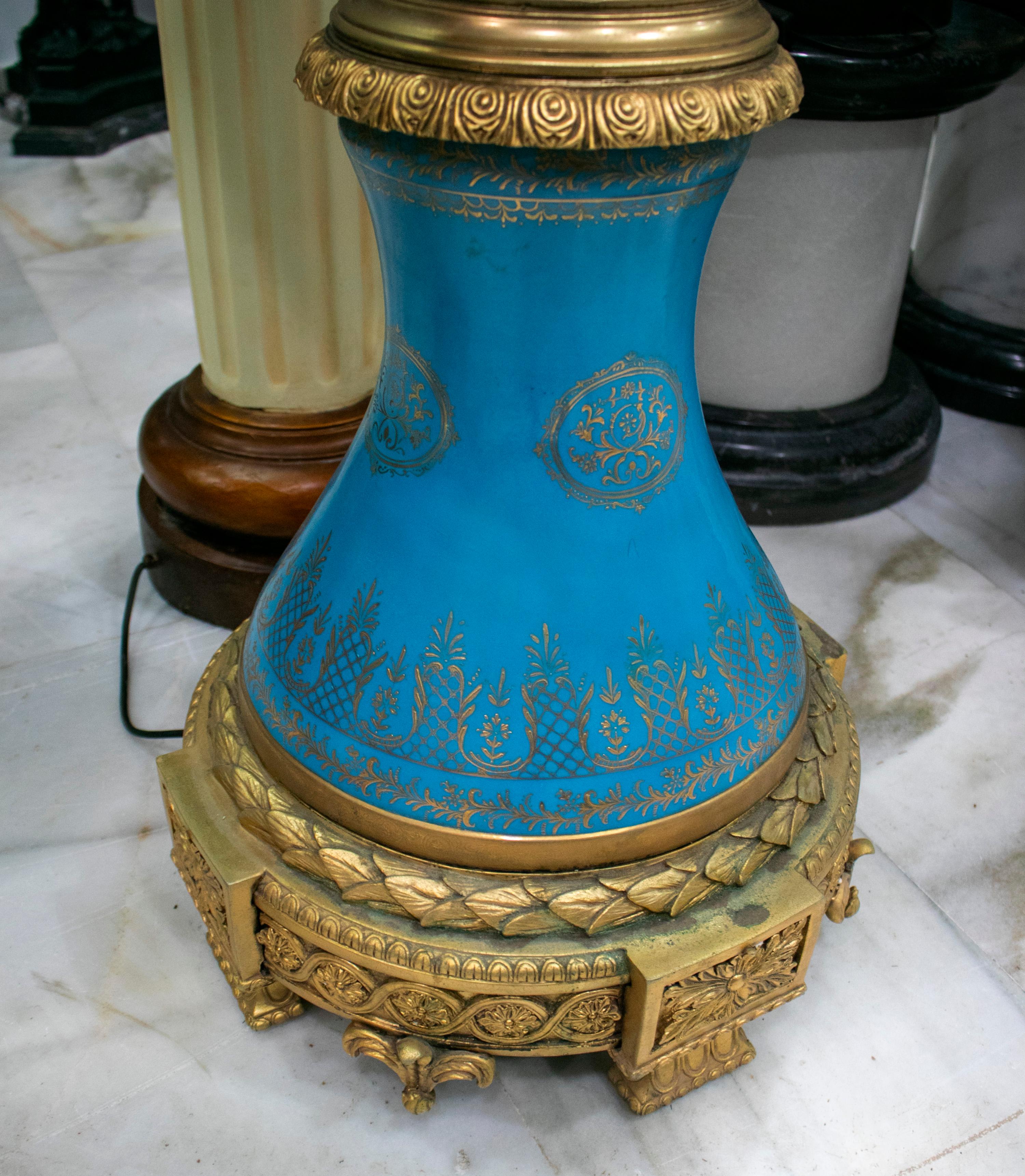 Pair of Tall Porcelain Urns Hand Painted with Orientalist Harem Scenes For Sale 6
