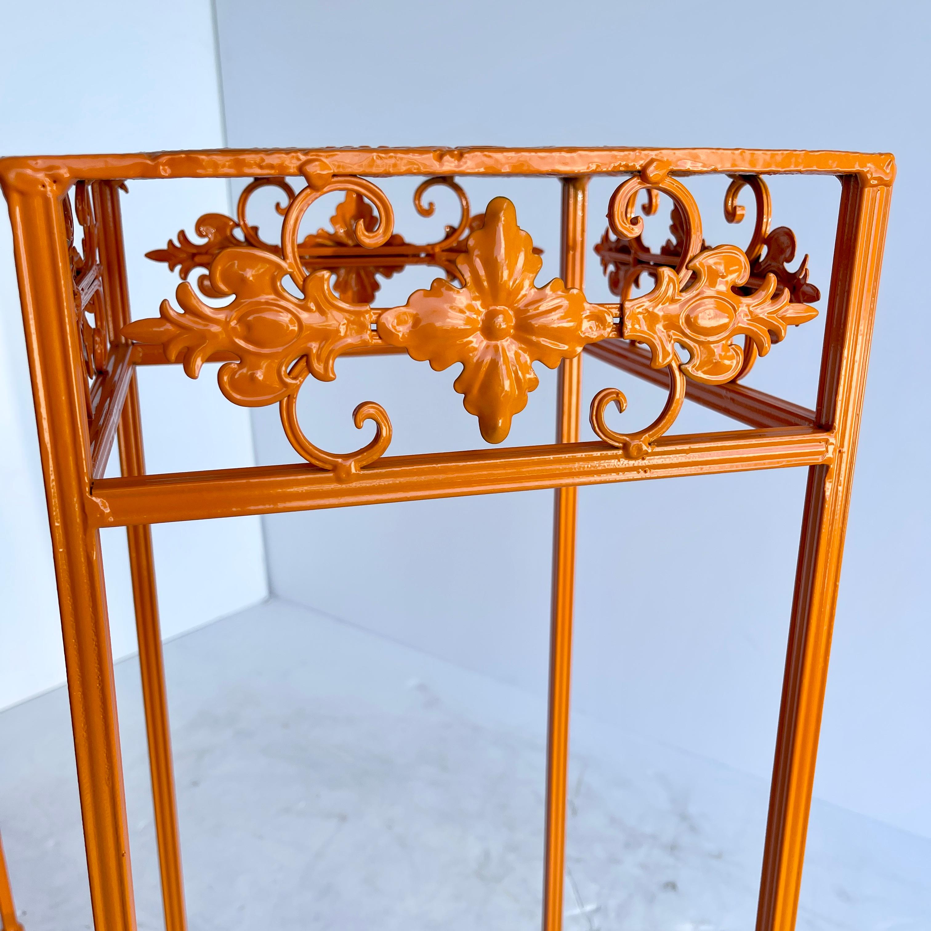 Pair of Plant Stands, Powder-Coated Orange 3