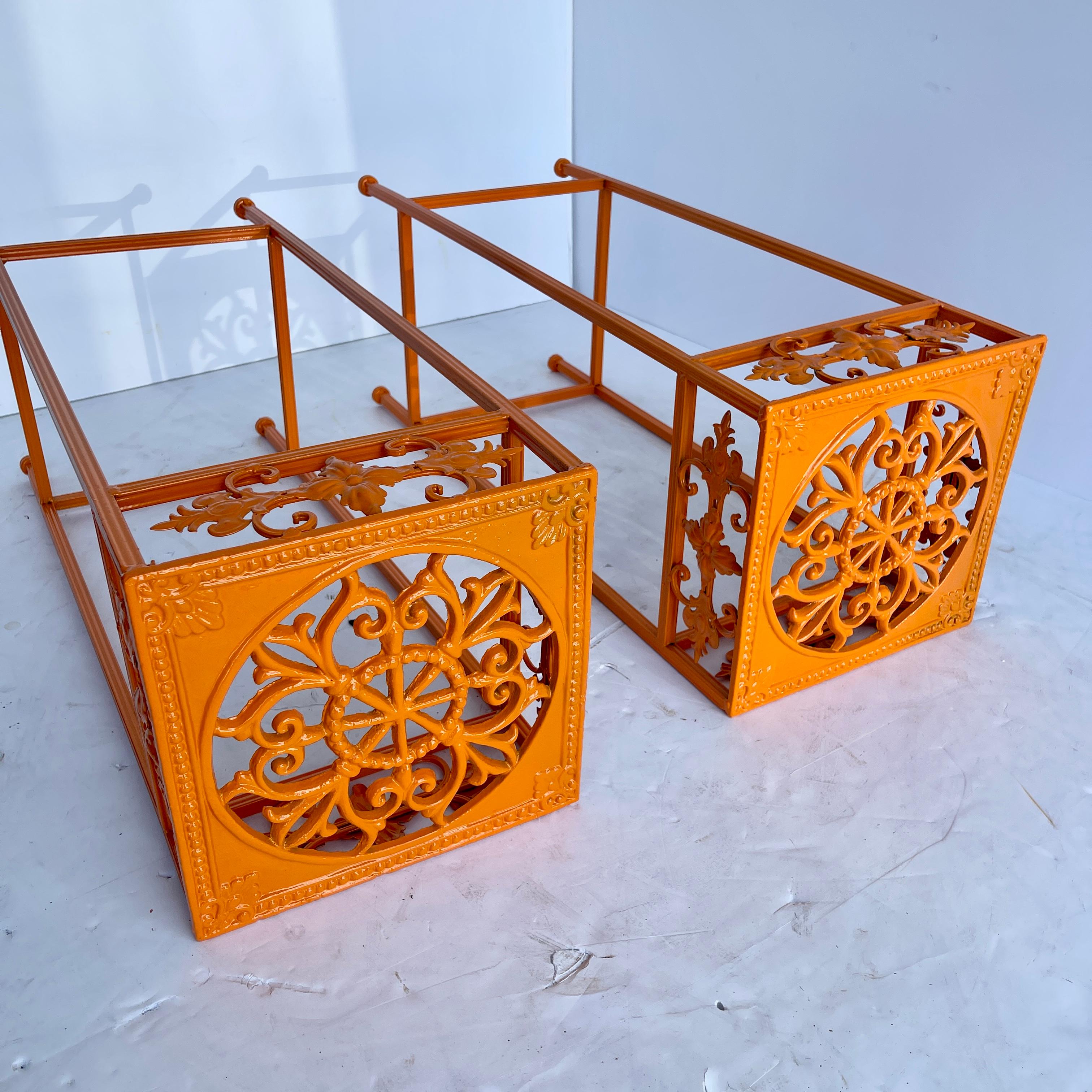 Pair of Plant Stands, Powder-Coated Orange 1