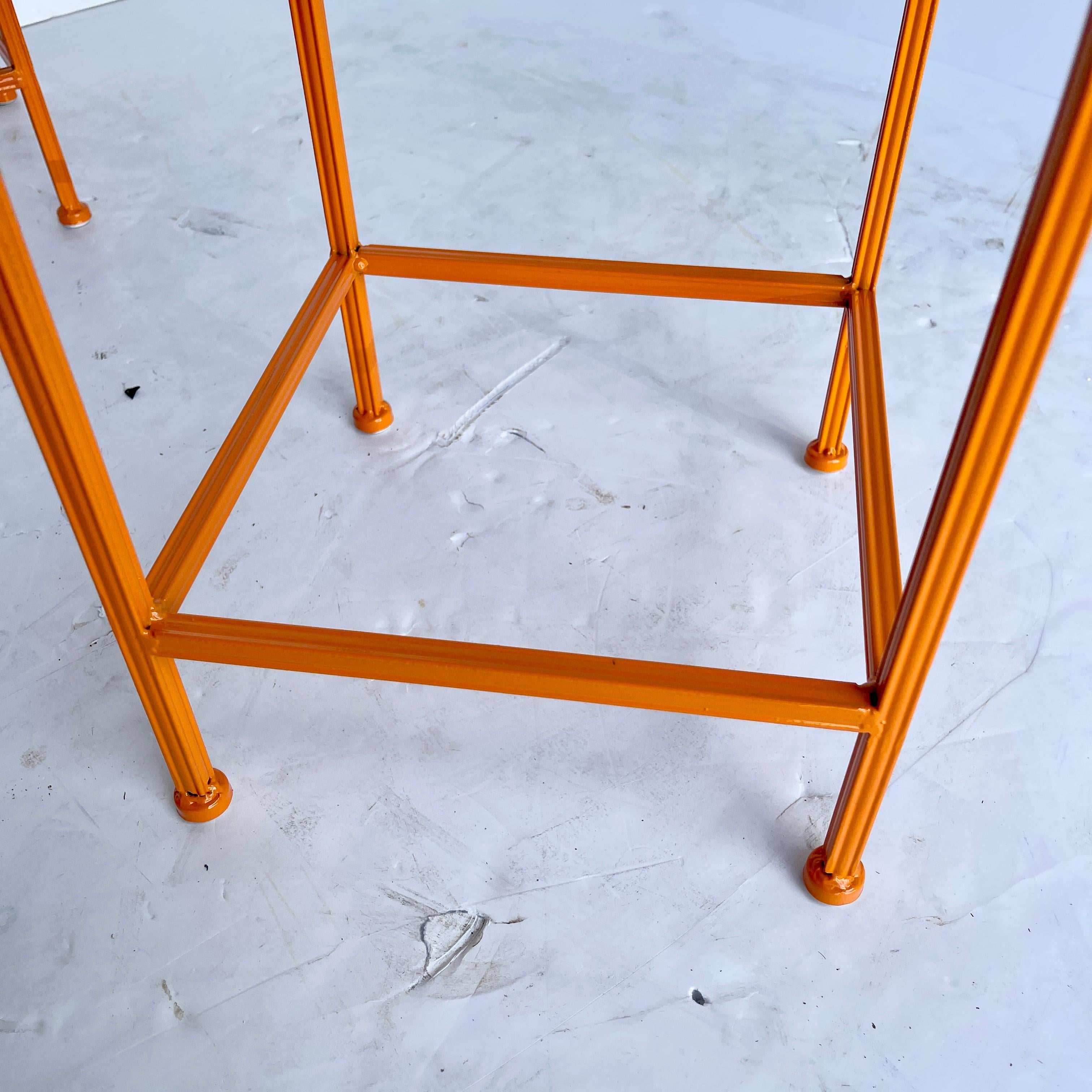 Pair of Plant Stands, Powder-Coated Orange 2