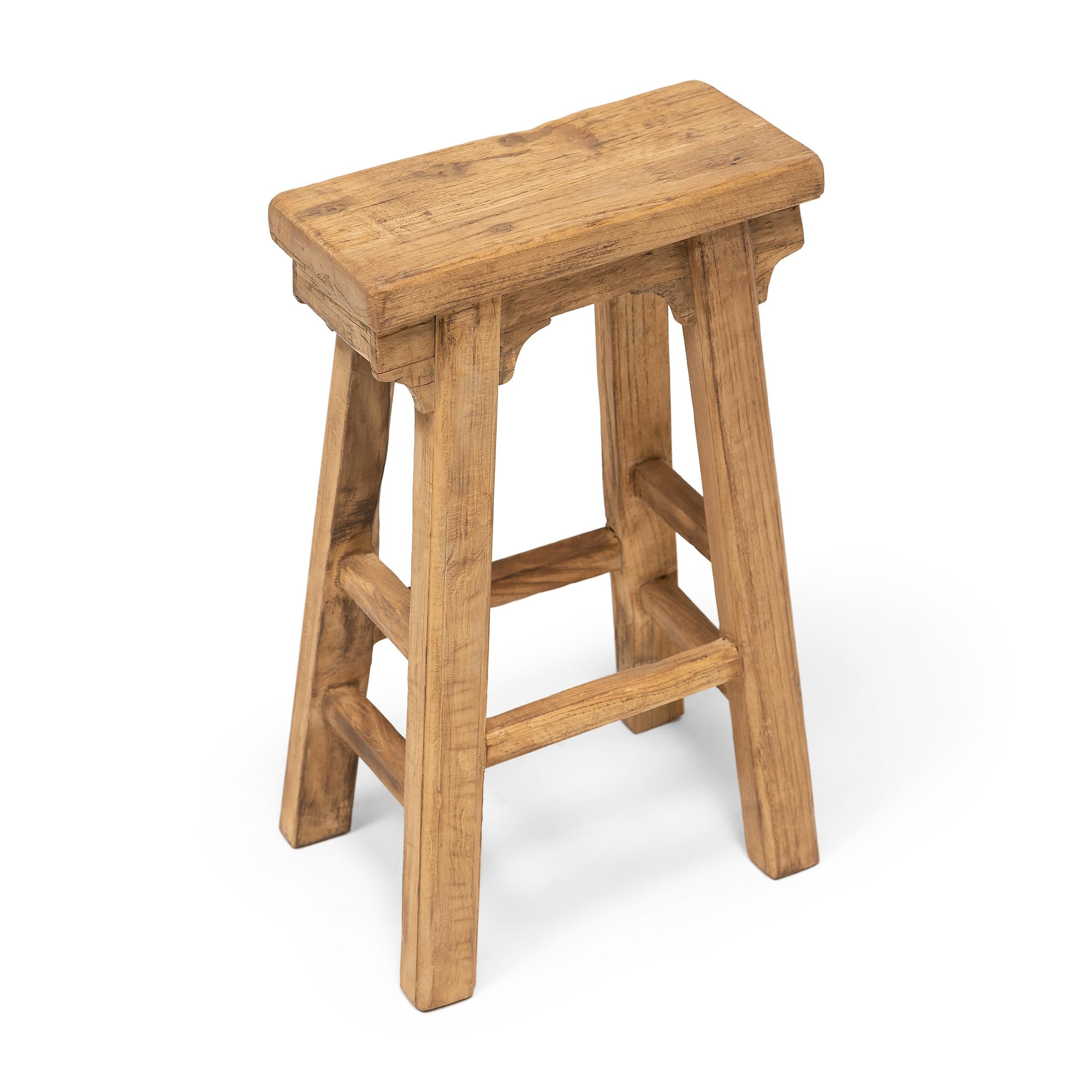 Rustic Pair of Tall Provincial Chinese Stools For Sale