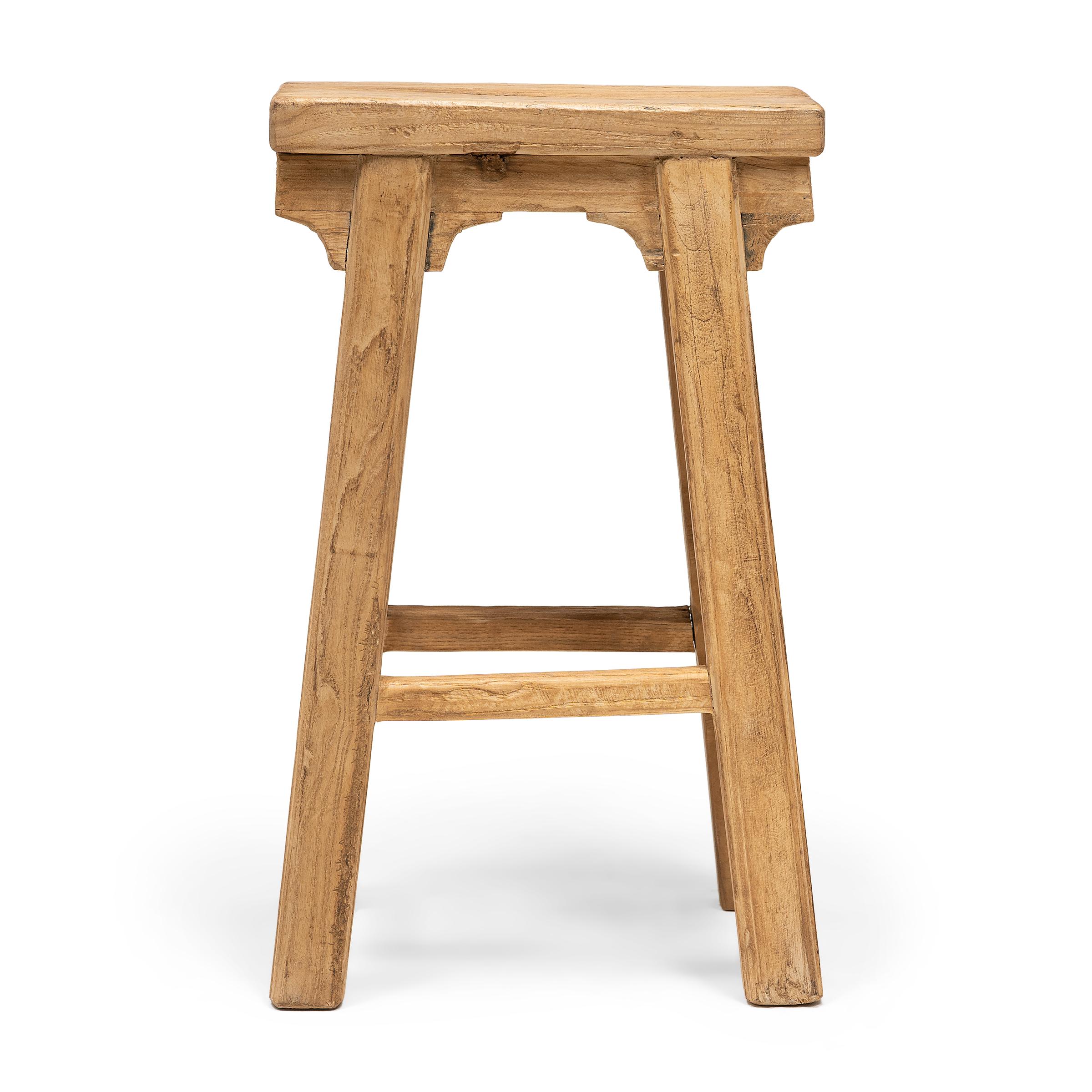 Elm Pair of Tall Provincial Chinese Stools For Sale
