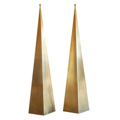 Pair of Tall 'Pyramide' Brass Console Lamps by Design Frères