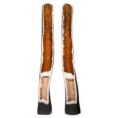 Paar hohe, seltene doppelgeteilte Citrin-Geodes, 6.3 Ft., selten. Groß, golden-orangefarben