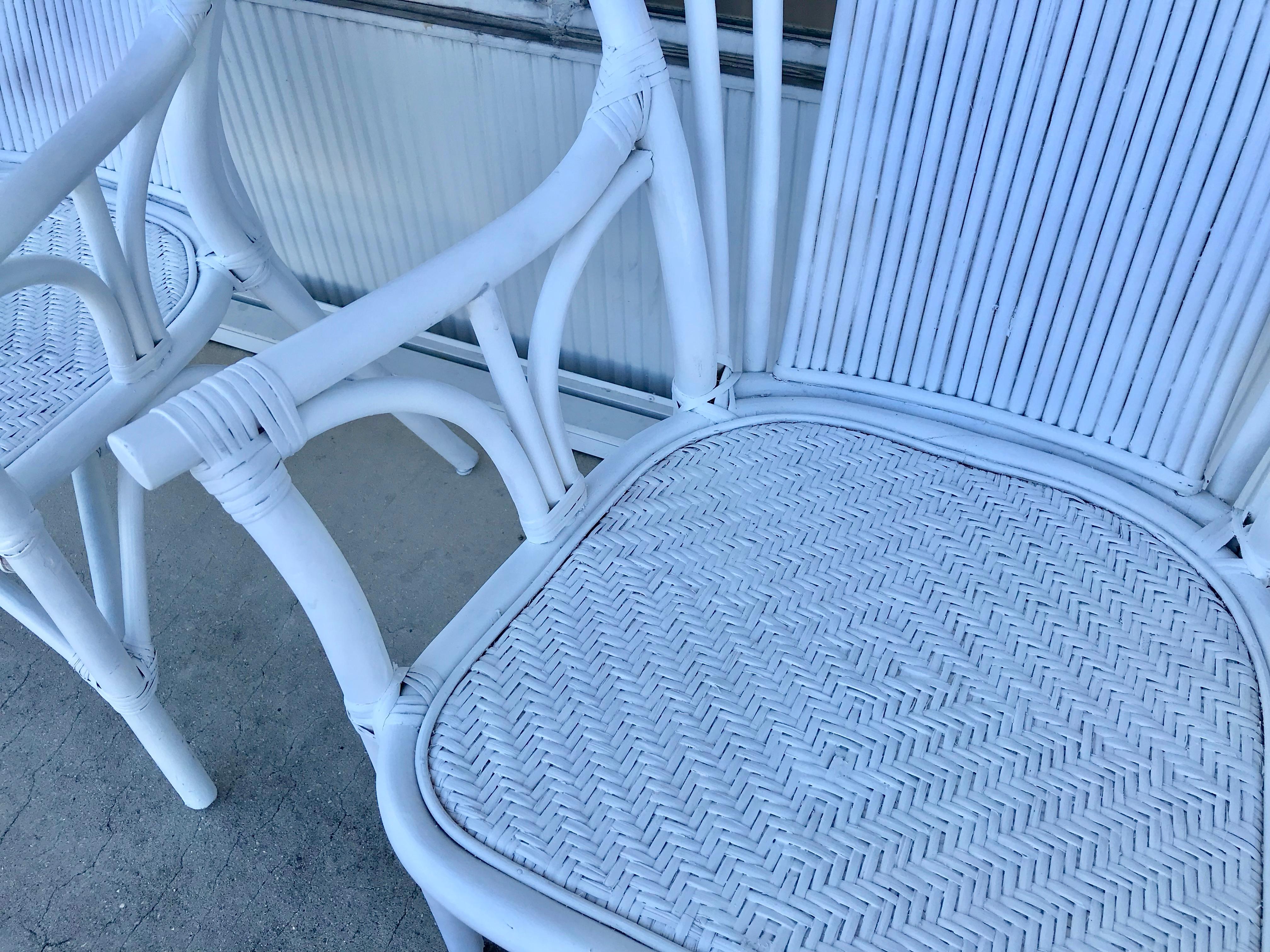 Pair of Tall Rattan Fan Back Armchairs 7