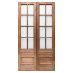 Vintage Pair of Tall Reclaimed Glazed Oak Double Doors
