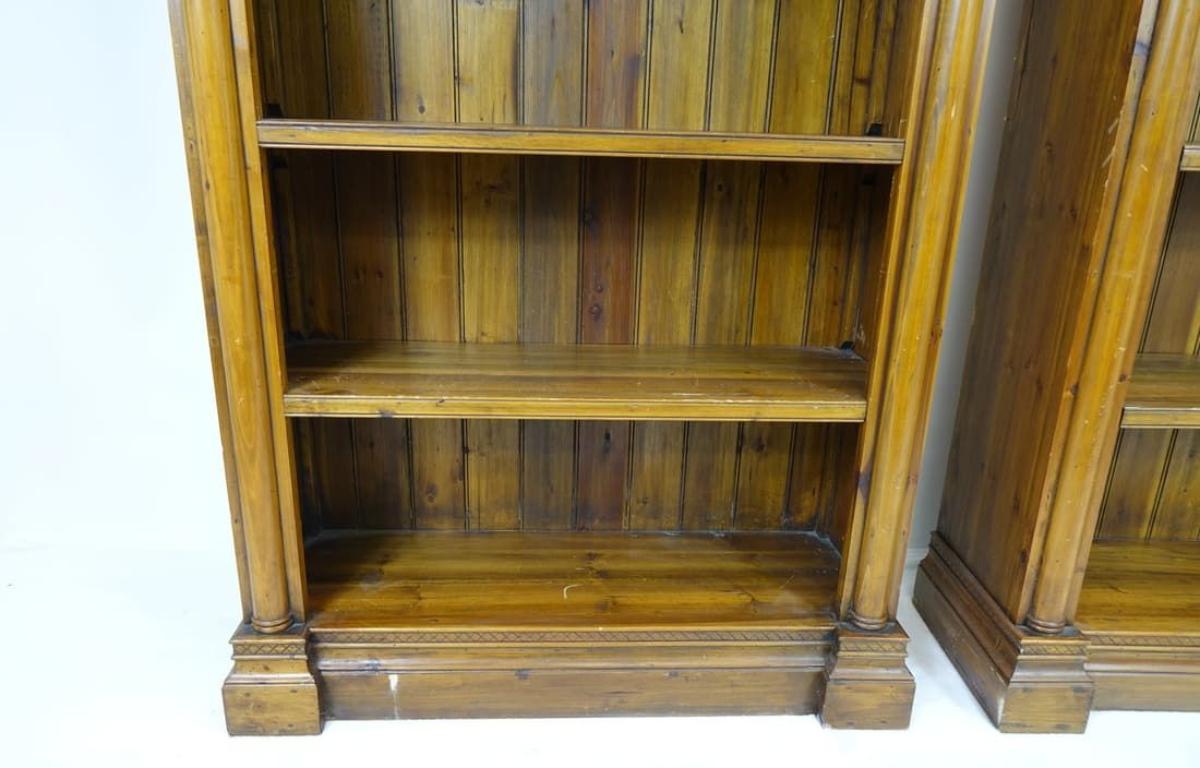 Pair of Tall Rustic Wood Carved Bookcases  For Sale 2