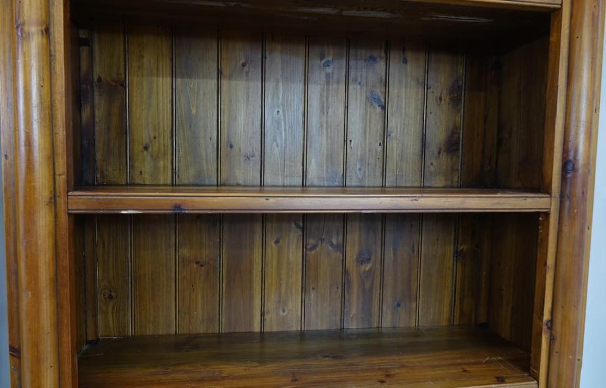 Pair of Tall Rustic Wood Carved Bookcases  For Sale 3