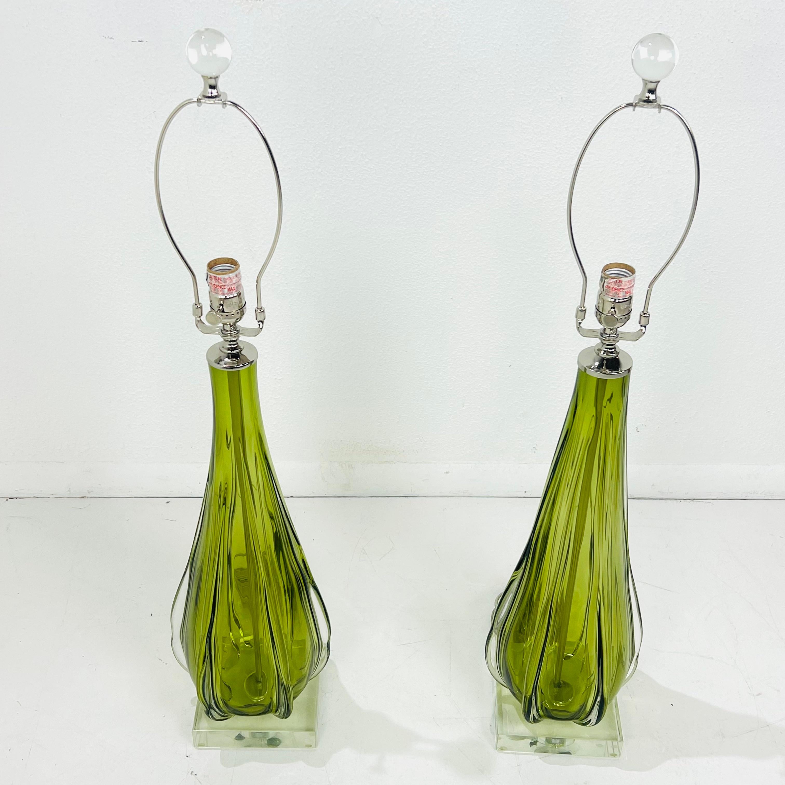 Pareja de sobremesas altas Seguso de Murano Glass Sommerso en venta 3