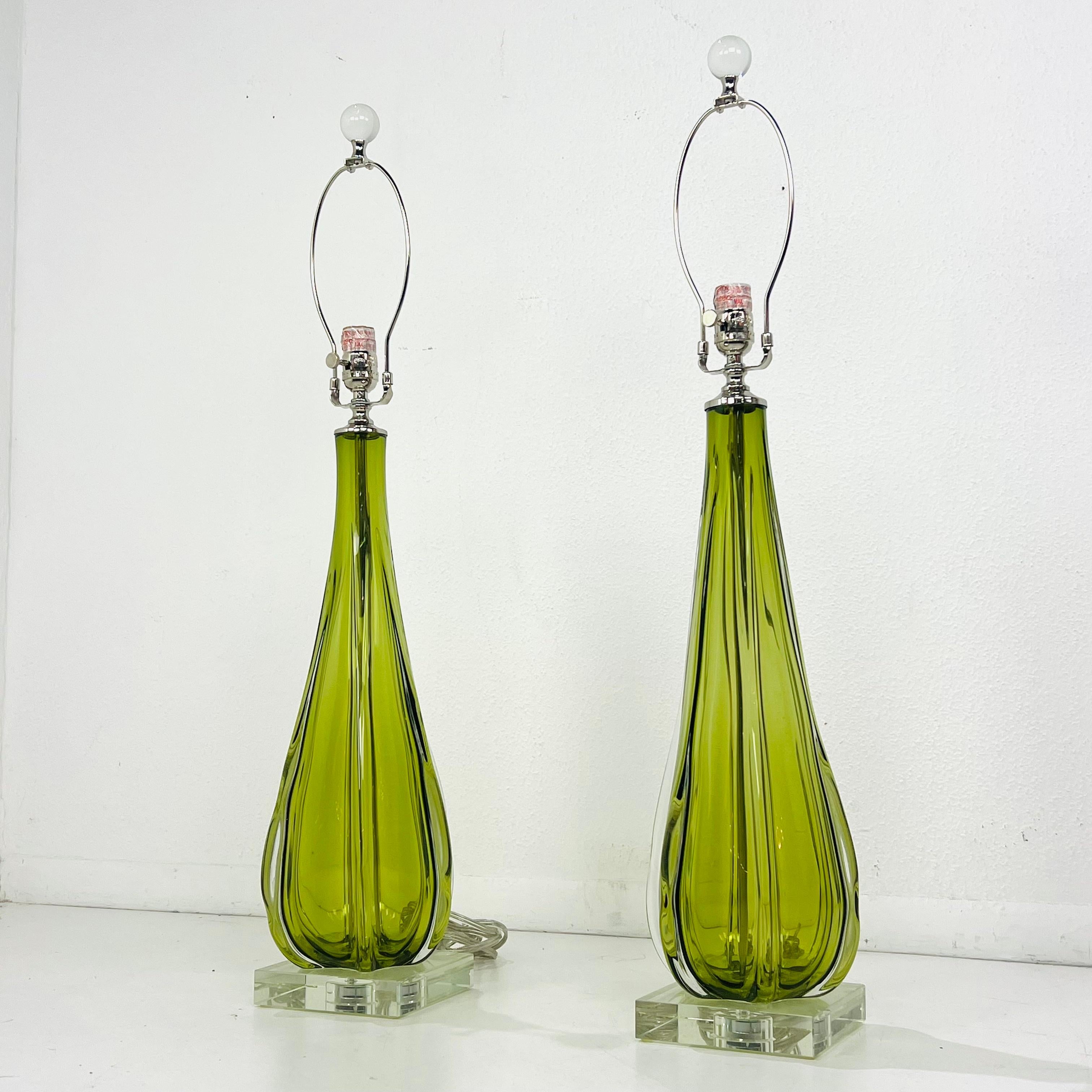 Pareja de sobremesas altas Seguso de Murano Glass Sommerso en venta 8