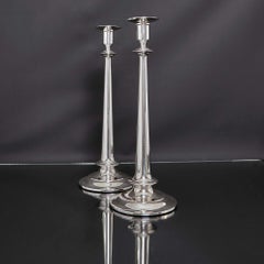 Pair of Tall Silver Candlesticks