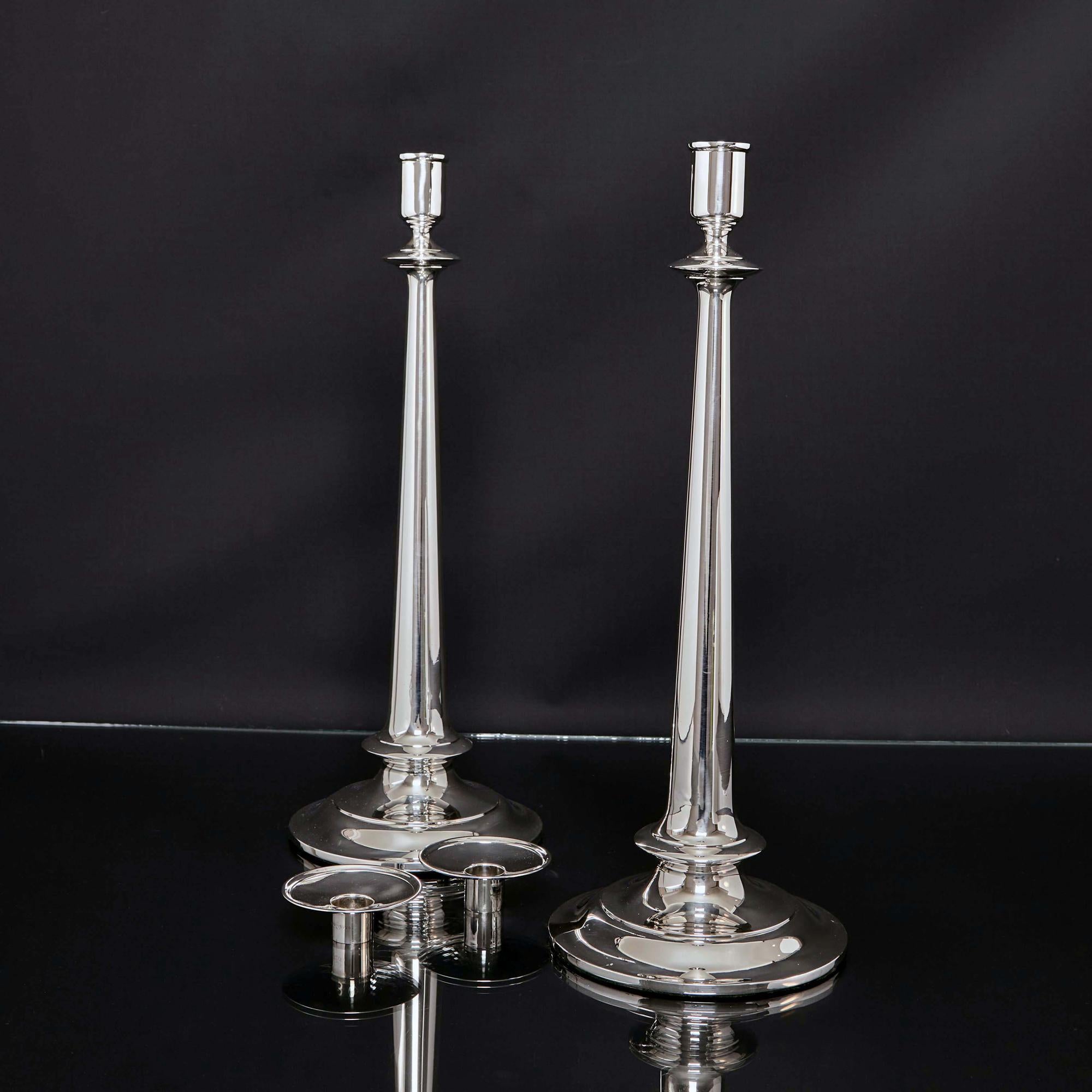 American Pair of Tall Silver Candlesticks