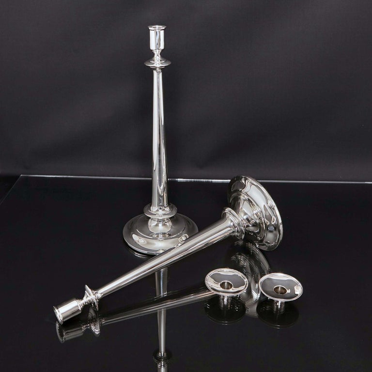 Pair of Tall Silver Candlesticks In Good Condition For Sale In London, GB