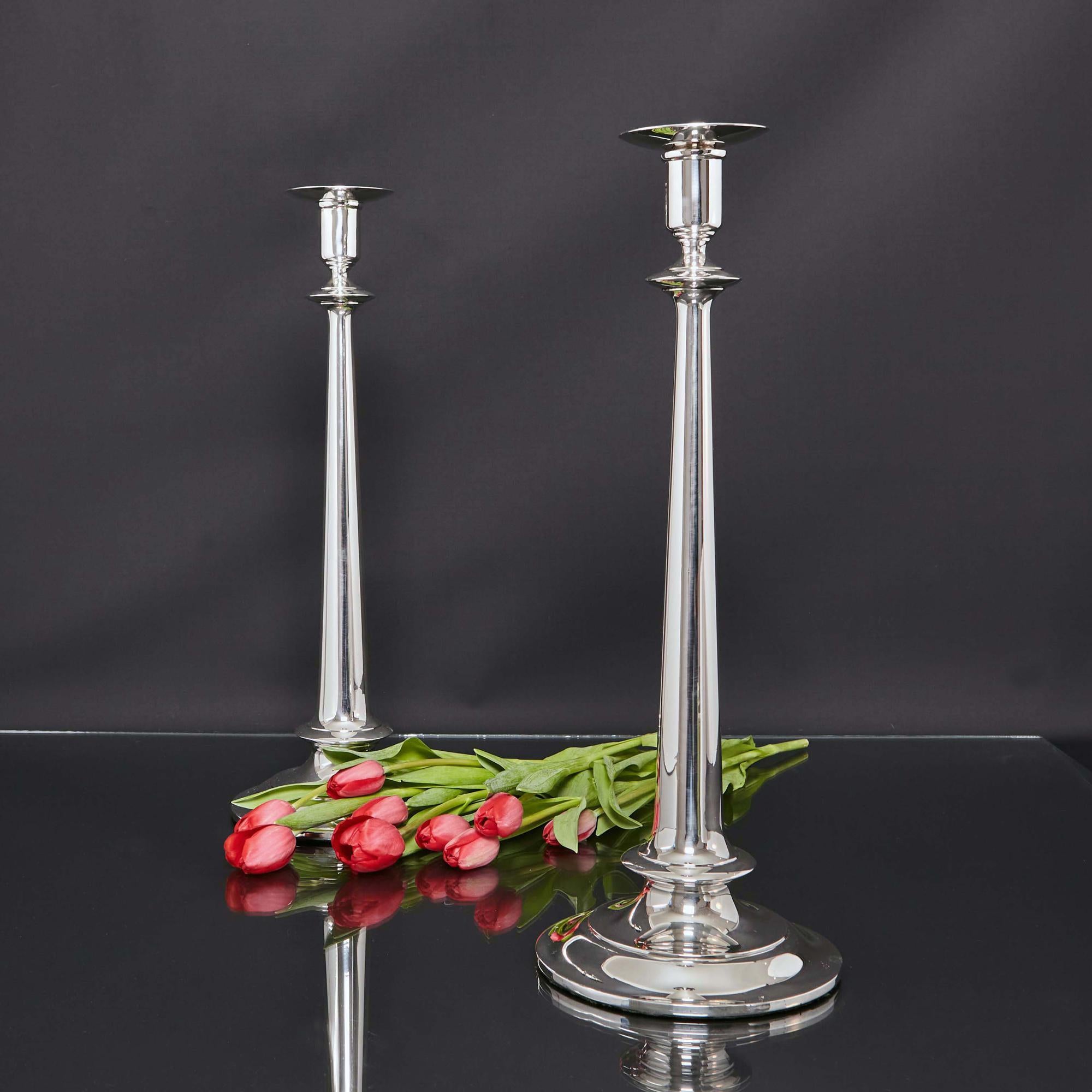 Pair of Tall Silver Candlesticks 1