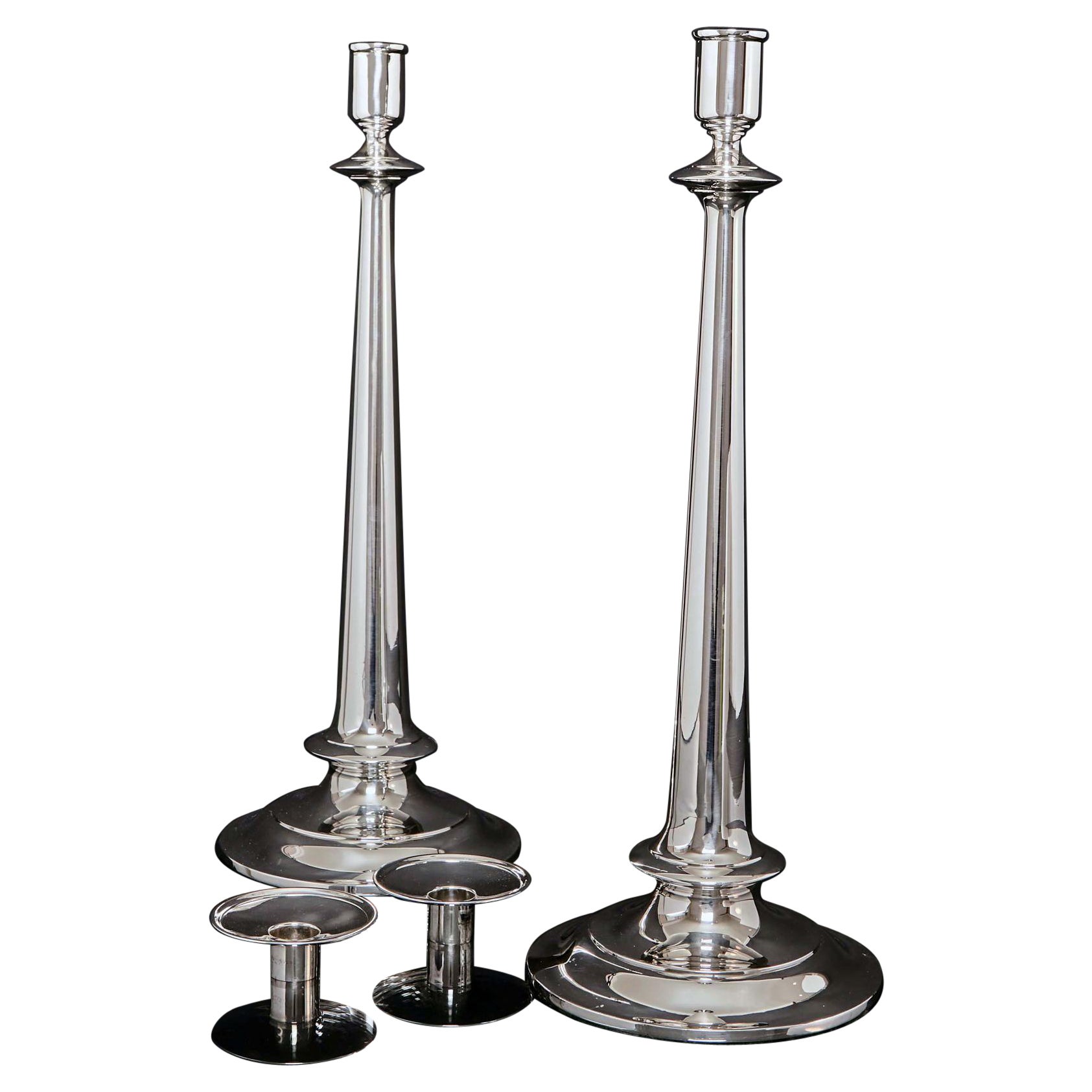 Pair of Tall Silver Candlesticks