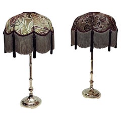 Antique Pair of Tall Slender Victorian Brass Candlesticks Lamps